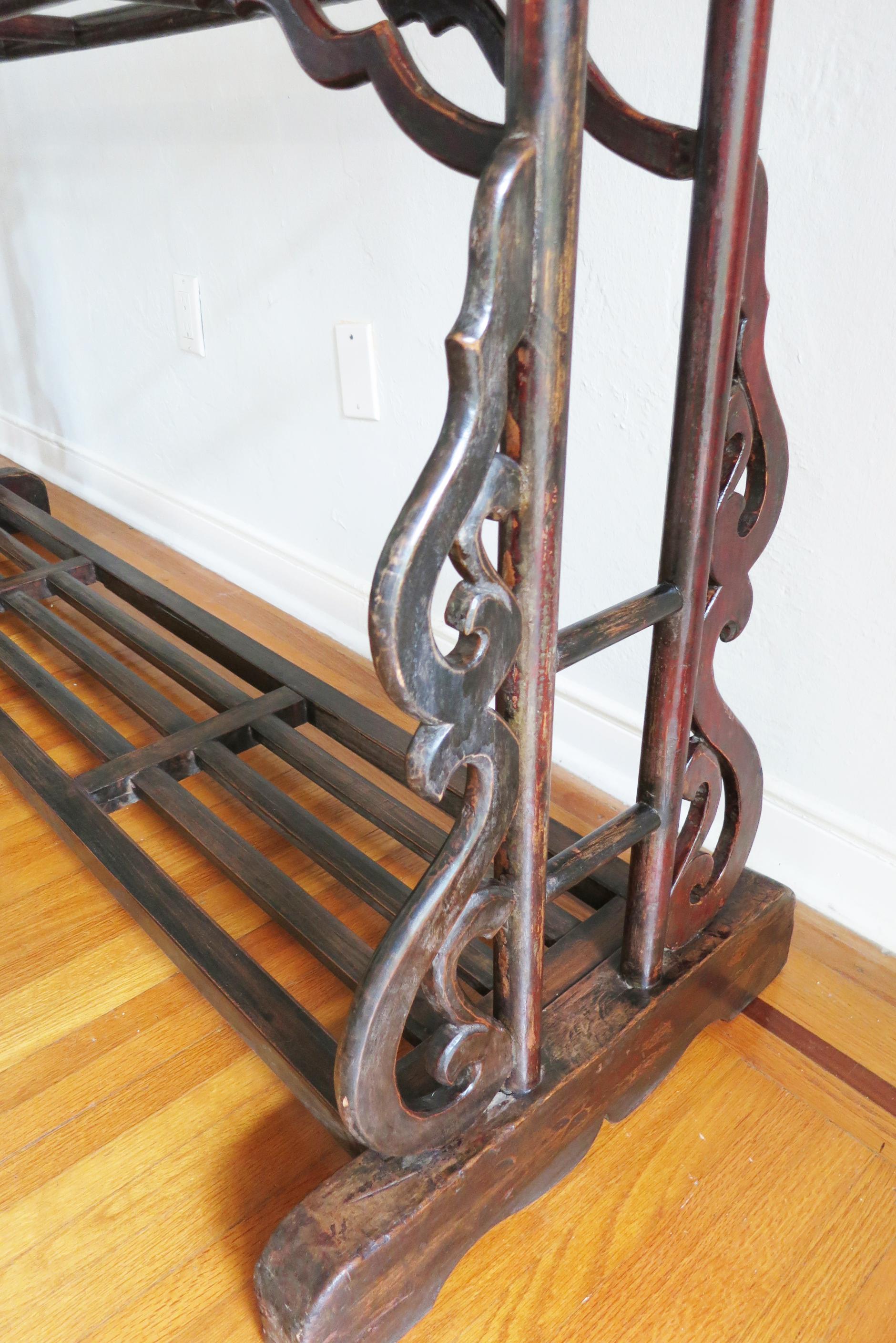 19th Century Chinese Carved Wood Robe Rack For Sale 5