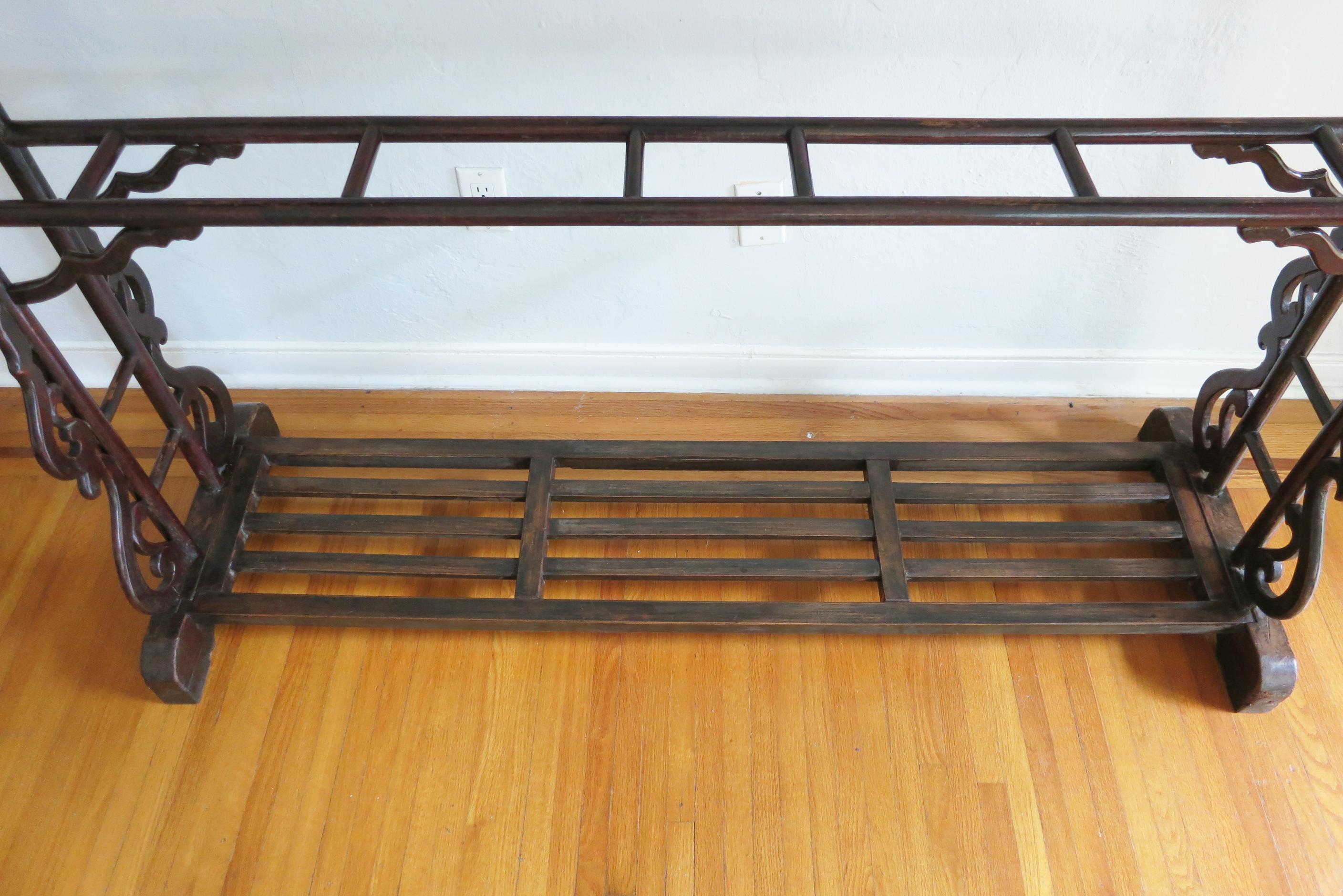 19th Century Chinese Carved Wood Robe Rack For Sale 6