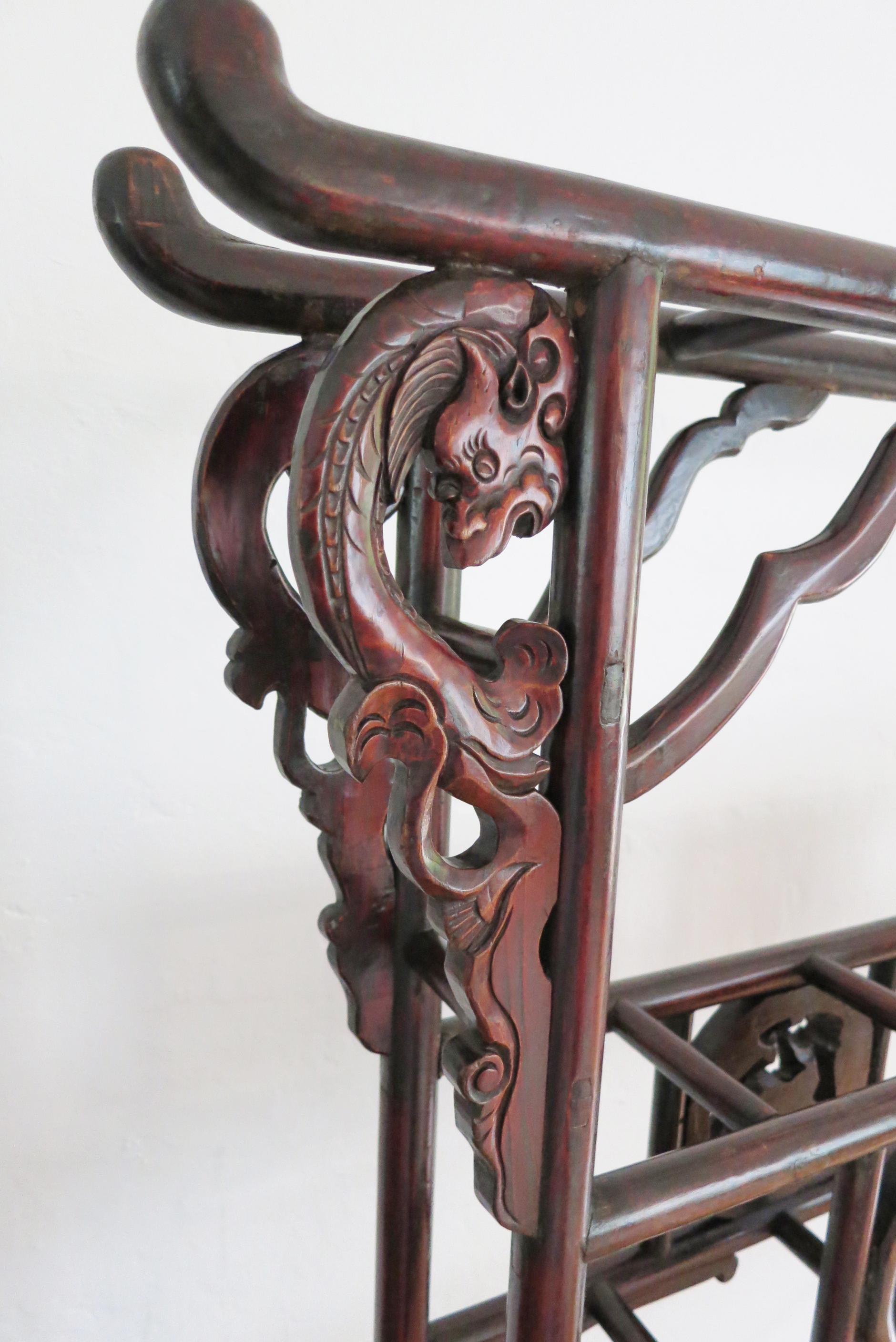 19th Century Chinese Carved Wood Robe Rack For Sale 7