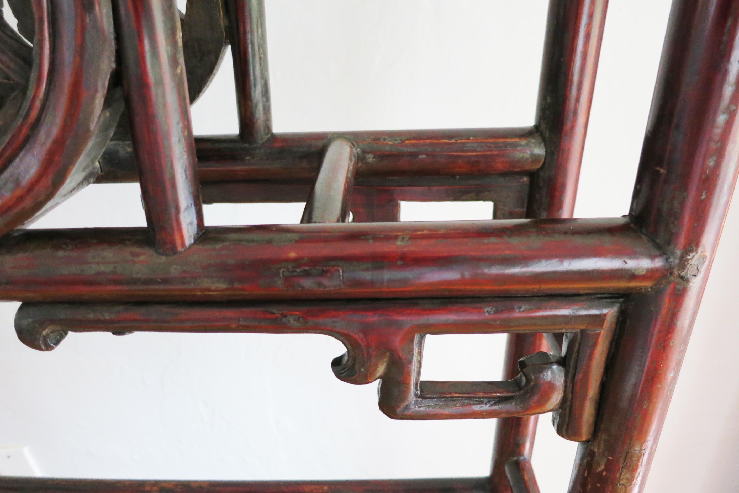 19th Century Chinese Carved Wood Robe Rack For Sale 12