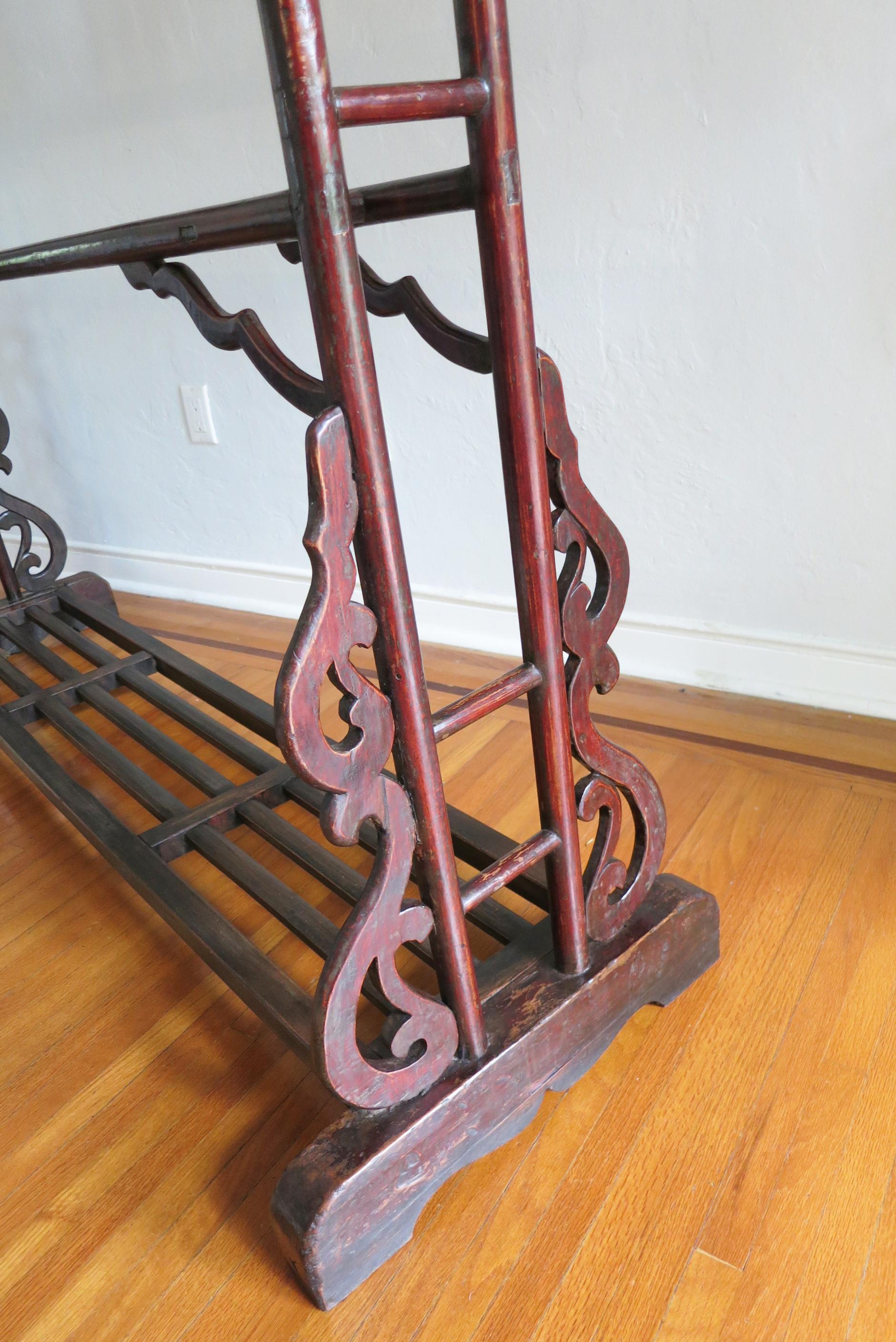 19th Century Chinese Carved Wood Robe Rack For Sale 13