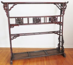 19th Century Chinese Carved Wood Robe Rack