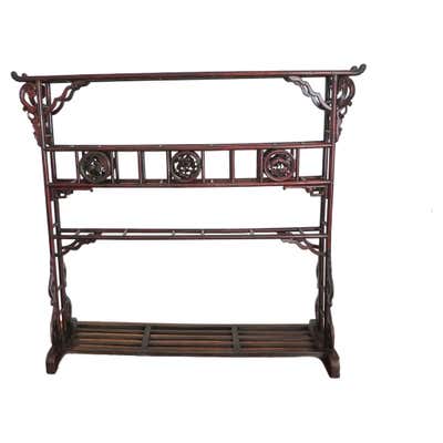 Large Antique Chinese Carved Wood Robe Display Rack For Sale at 1stDibs
