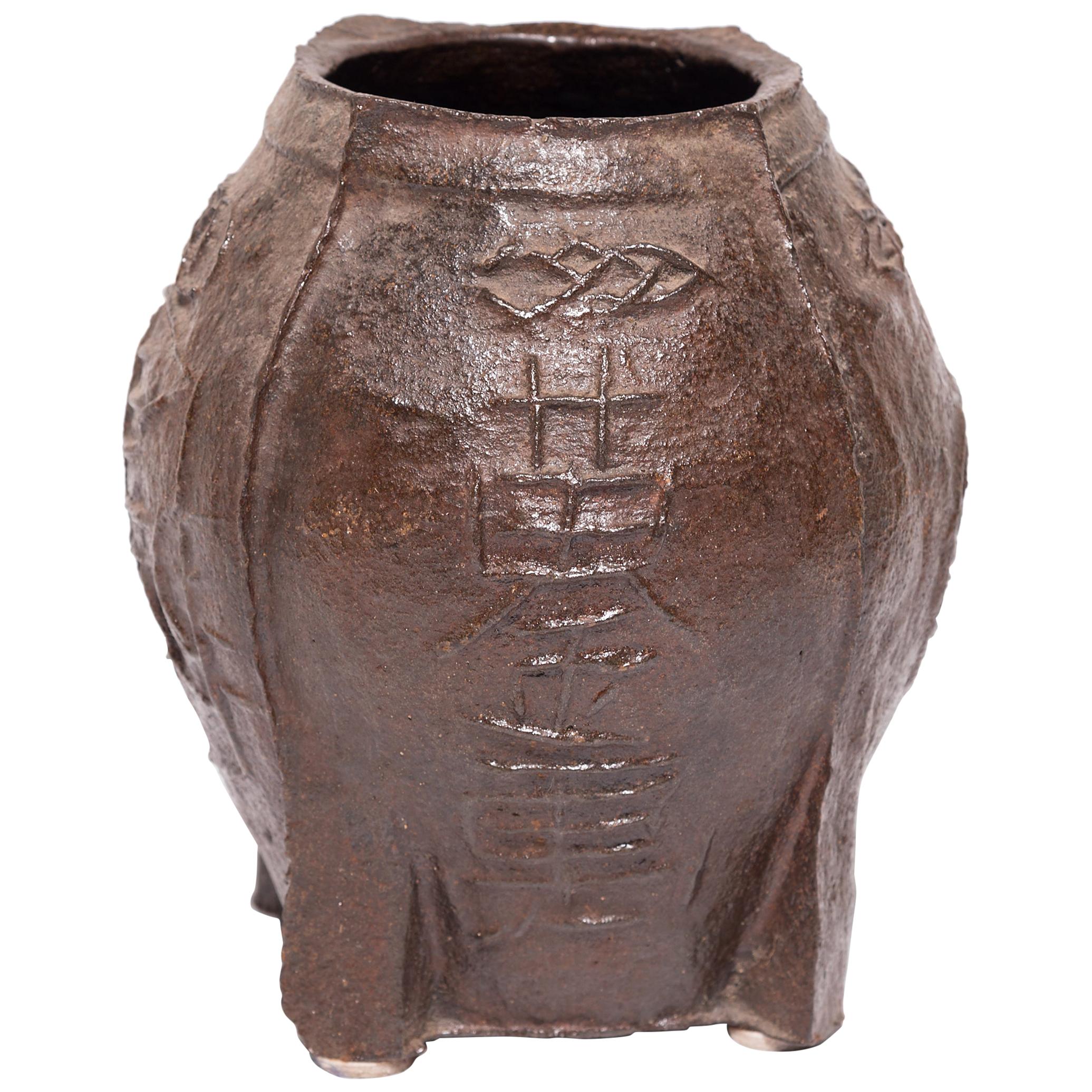 Chinese Cast Iron Longevity Mortar