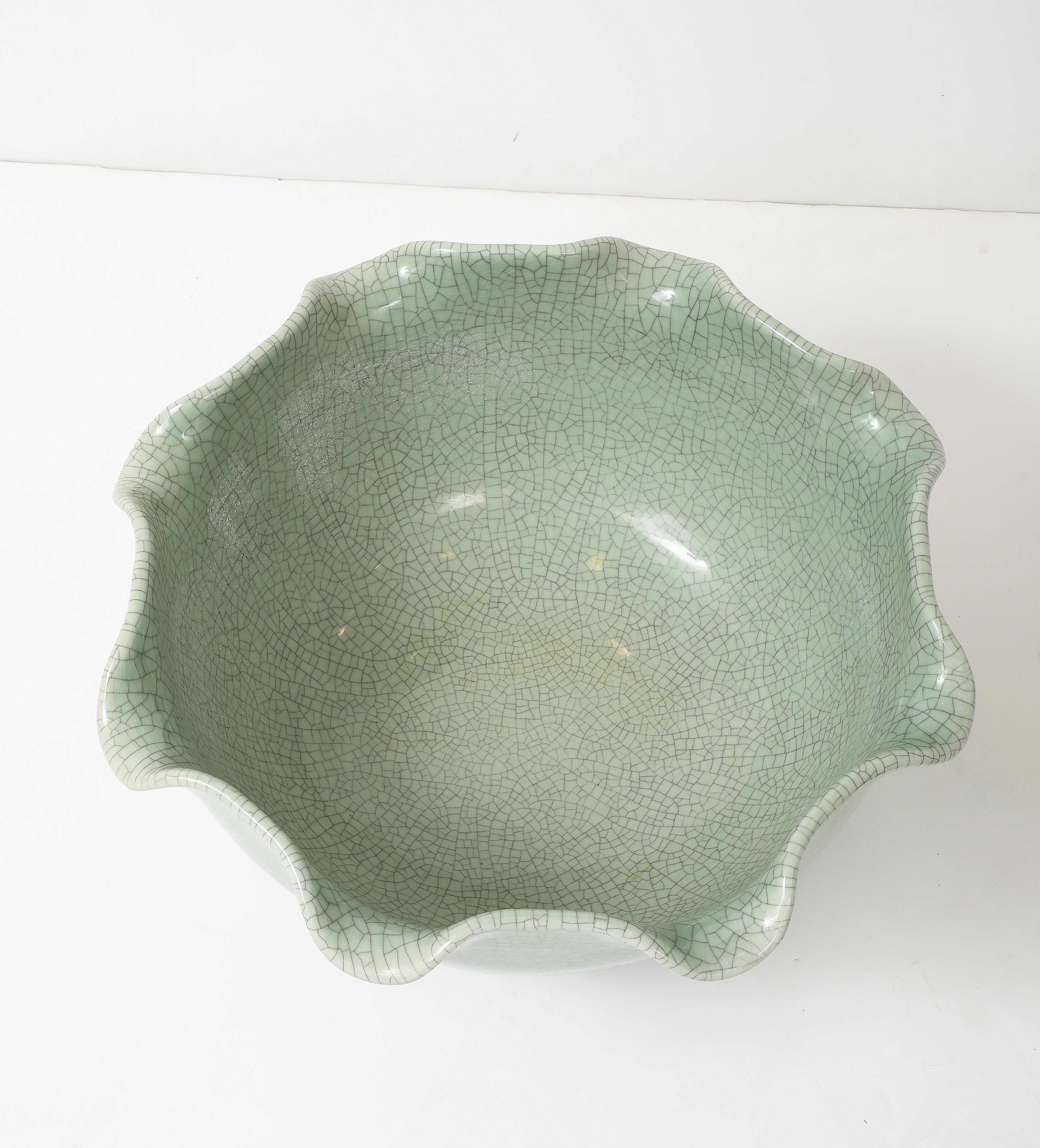 19th. Century Chinese Celadon Bird Bath For Sale 4