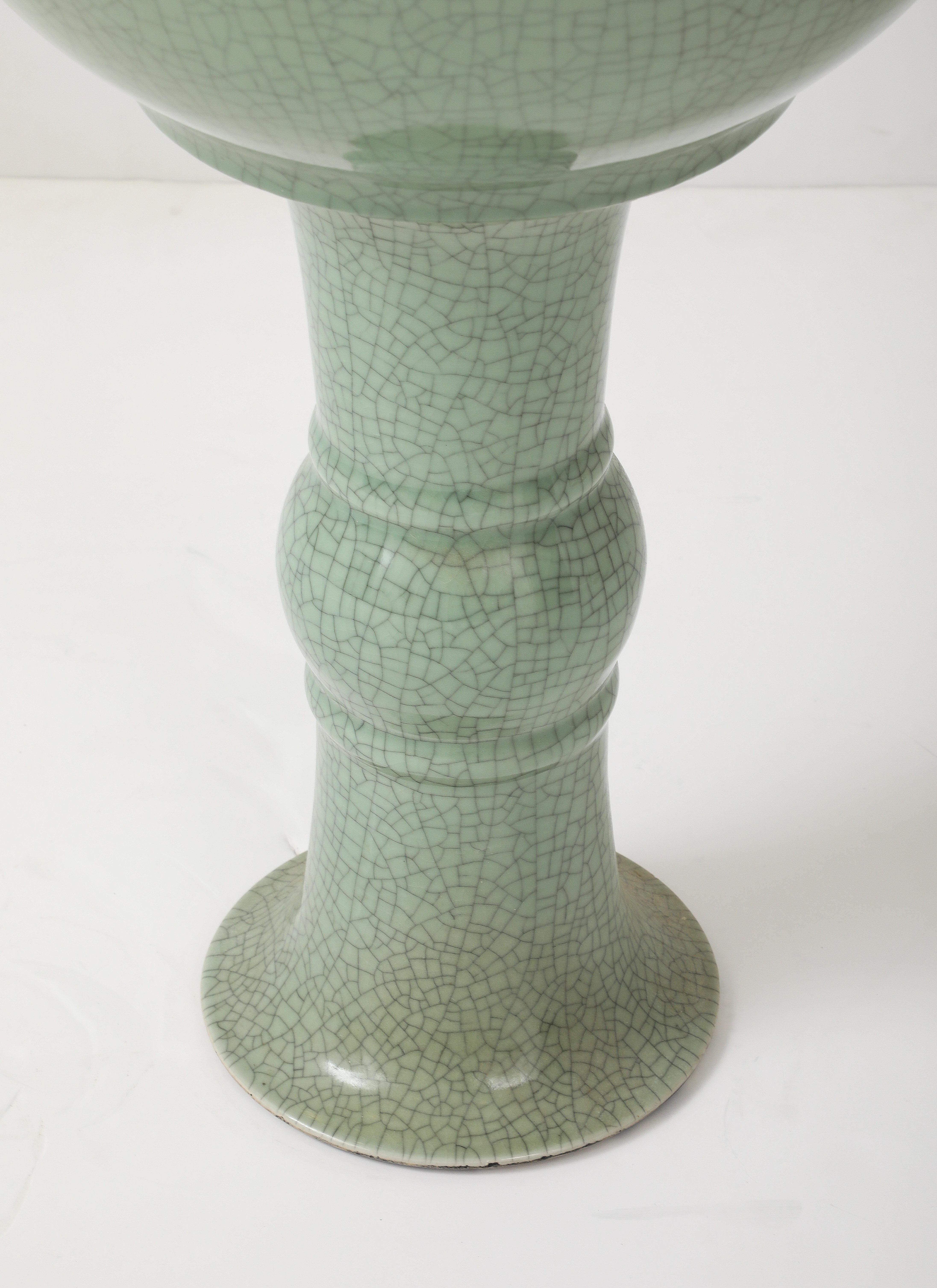 19th. Century Chinese Celadon Bird Bath For Sale 5