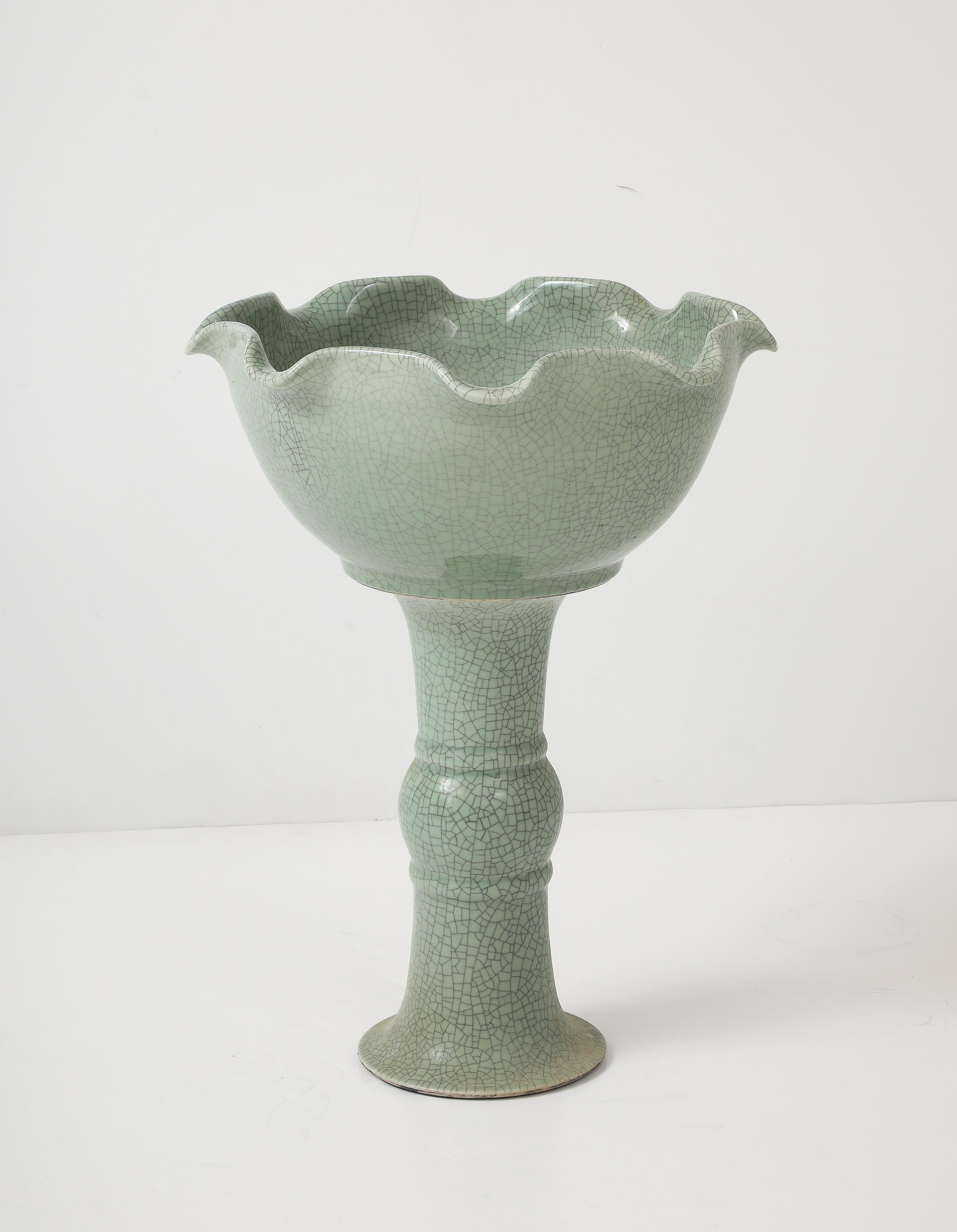 19th. Century Chinese Celadon Bird Bath In Good Condition For Sale In New York, NY