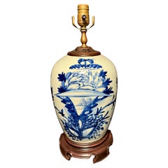 19th Century Chinese Celadon, Blue And White Porcelain Lamp
