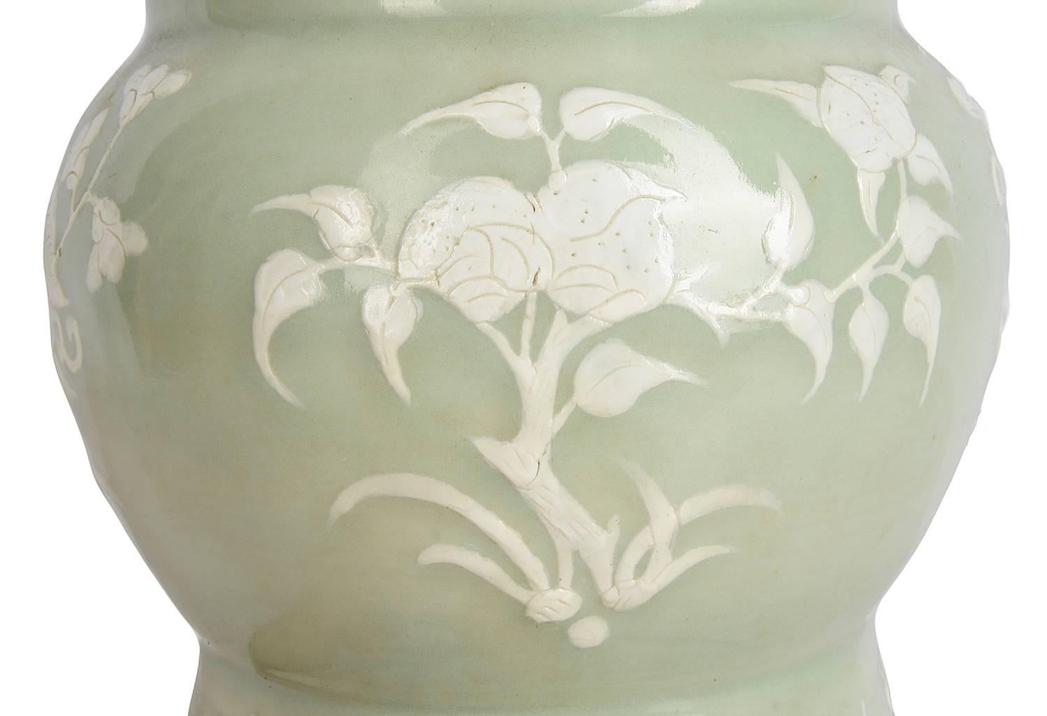 19th Century Chinese Celadon Lave or Lamp In Excellent Condition For Sale In Brighton, Sussex