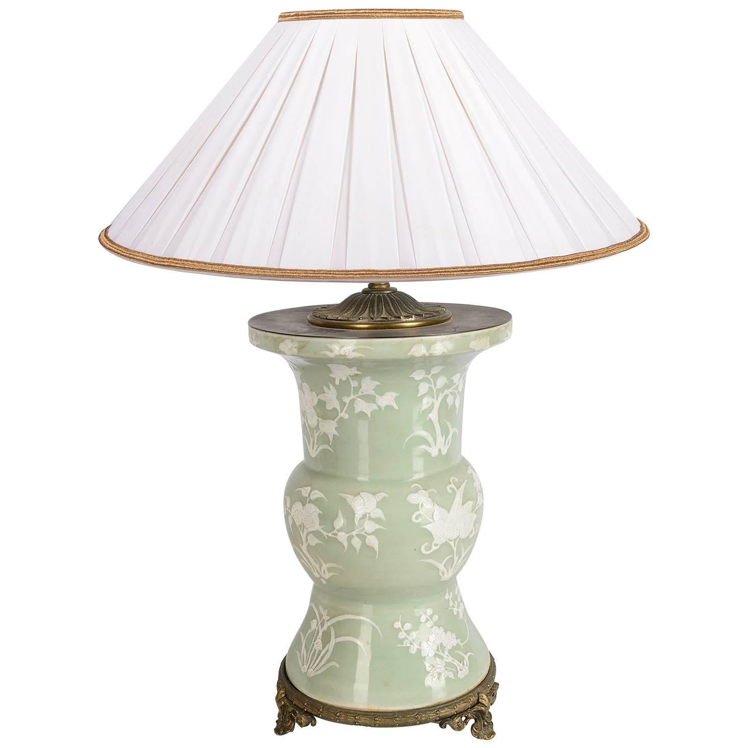 19th Century Chinese Celadon Lave or Lamp For Sale