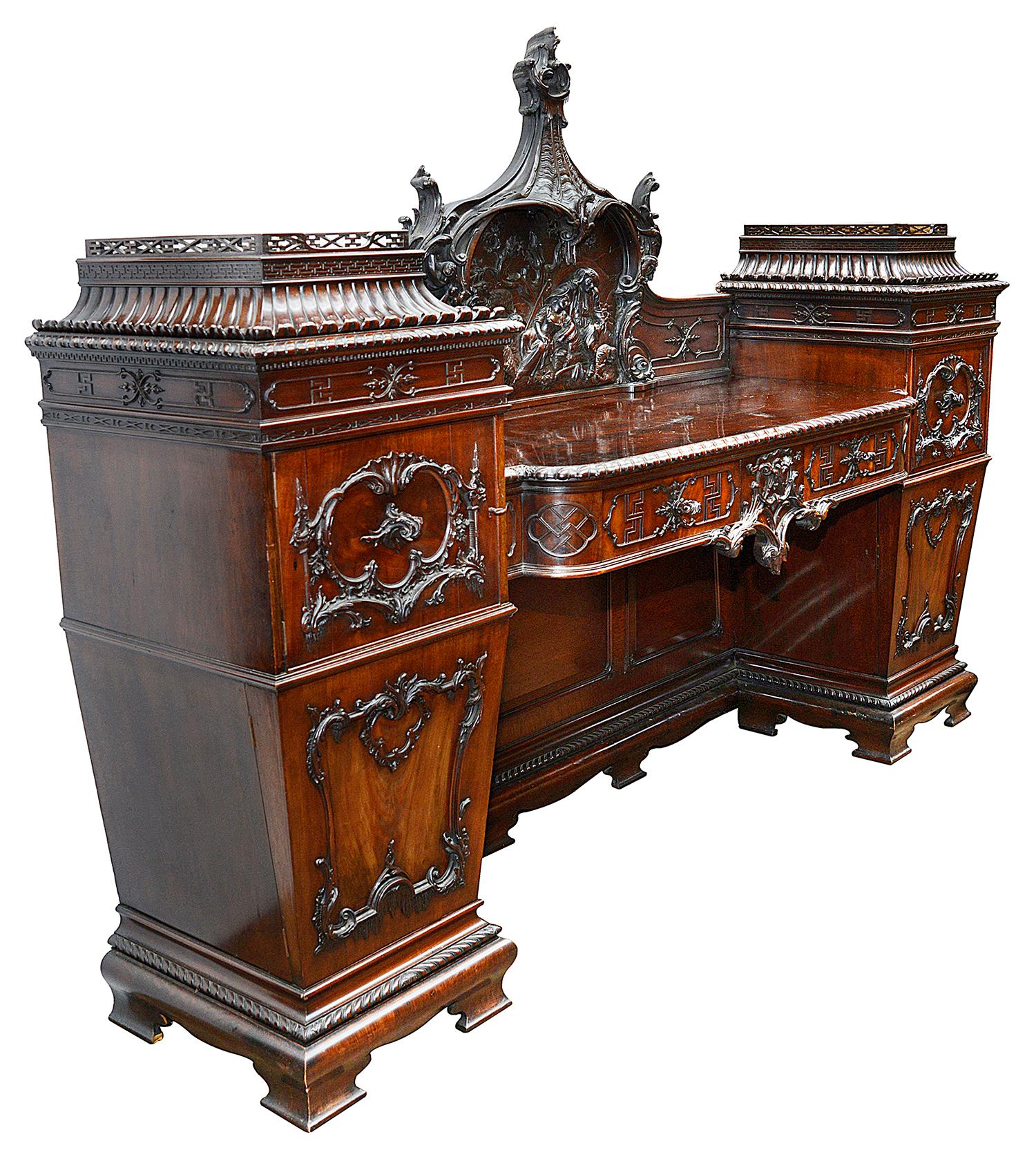 English 19th Century Chinese Chippendale influenced sideboard. For Sale