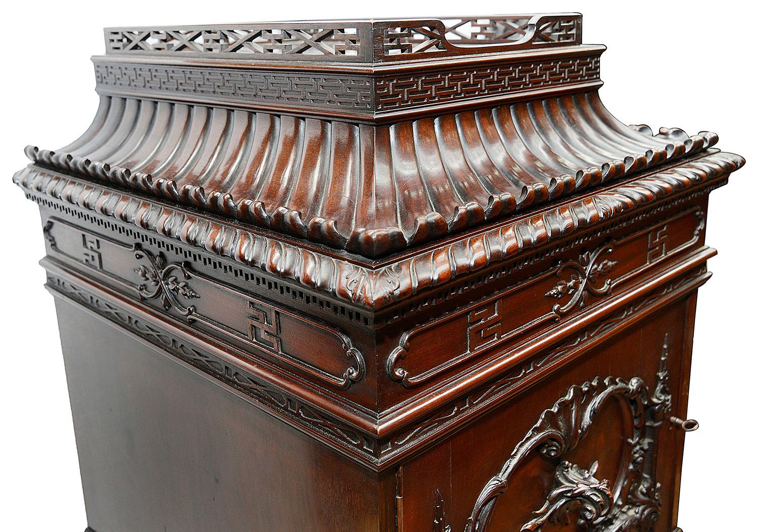 Hand-Carved 19th Century Chinese Chippendale influenced sideboard. For Sale