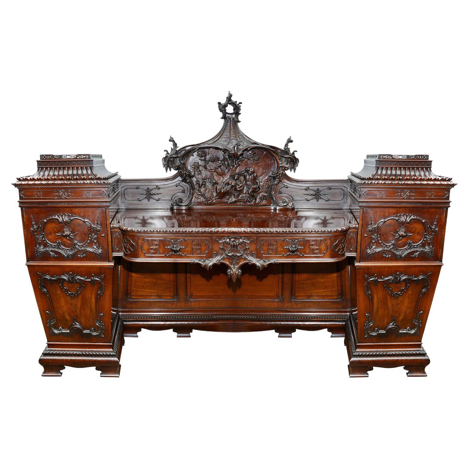 19th Century Chinese Chippendale influenced sideboard. For Sale
