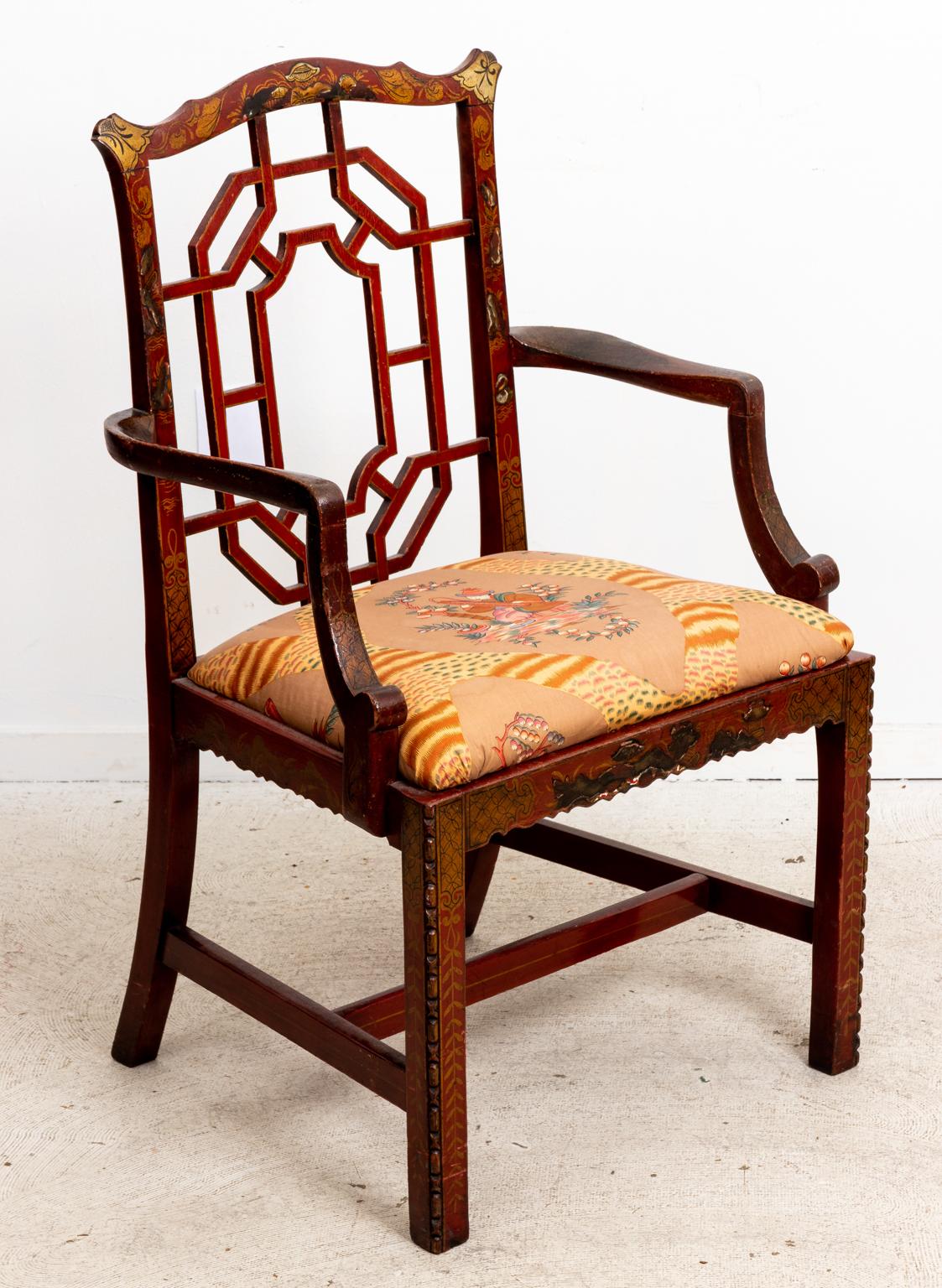 19th Century Chinese Chippendale Style Armchair In Good Condition For Sale In Stamford, CT