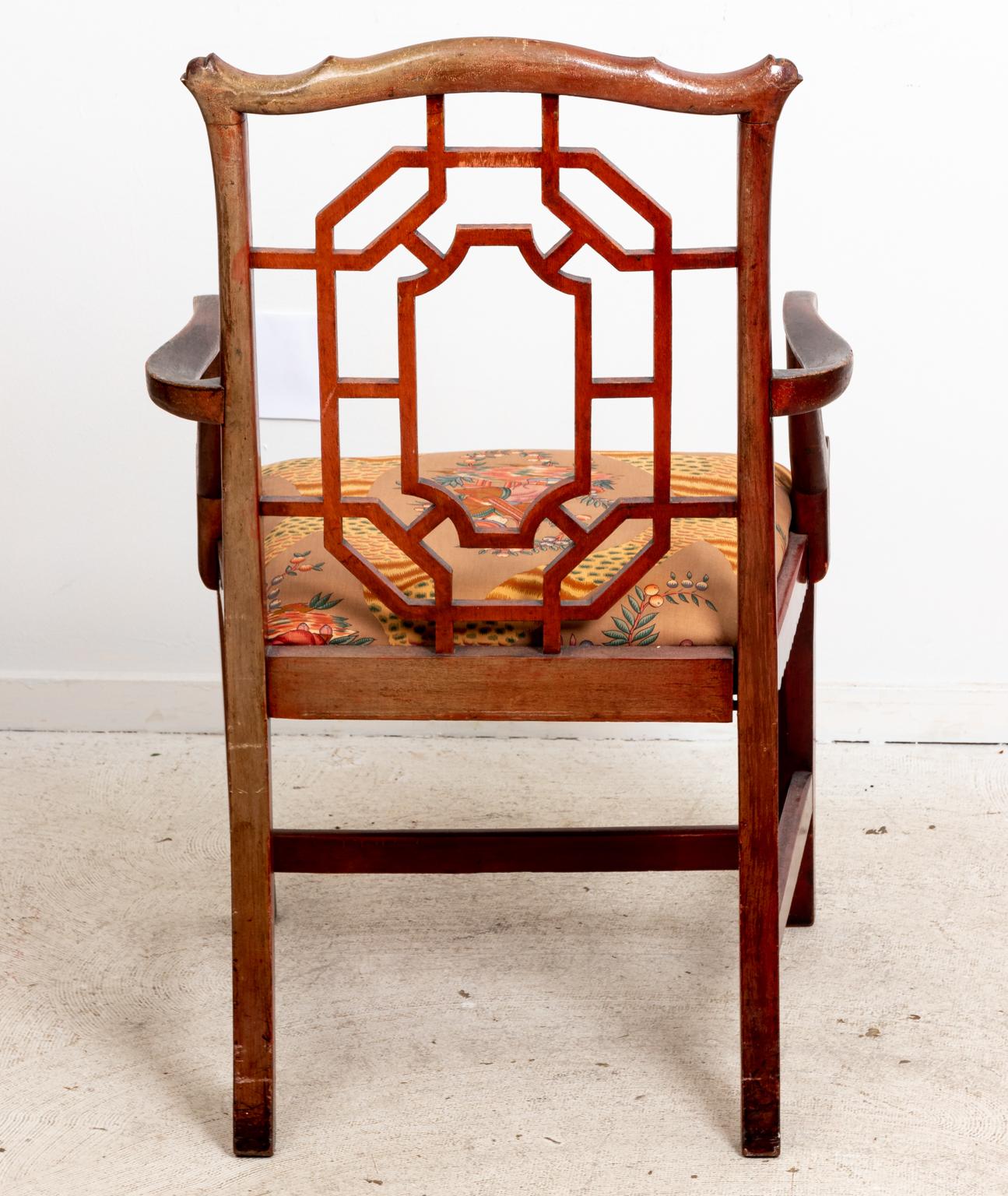 19th Century Chinese Chippendale Style Armchair For Sale 1