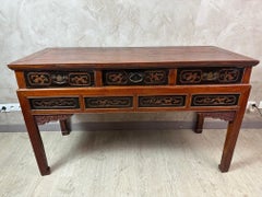 19th century Chinese Chippendale Style Wooden Table Console, 1890s