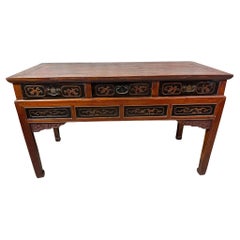 Antique 19th century Chinese Chippendale Style Wooden Table Console, 1890s