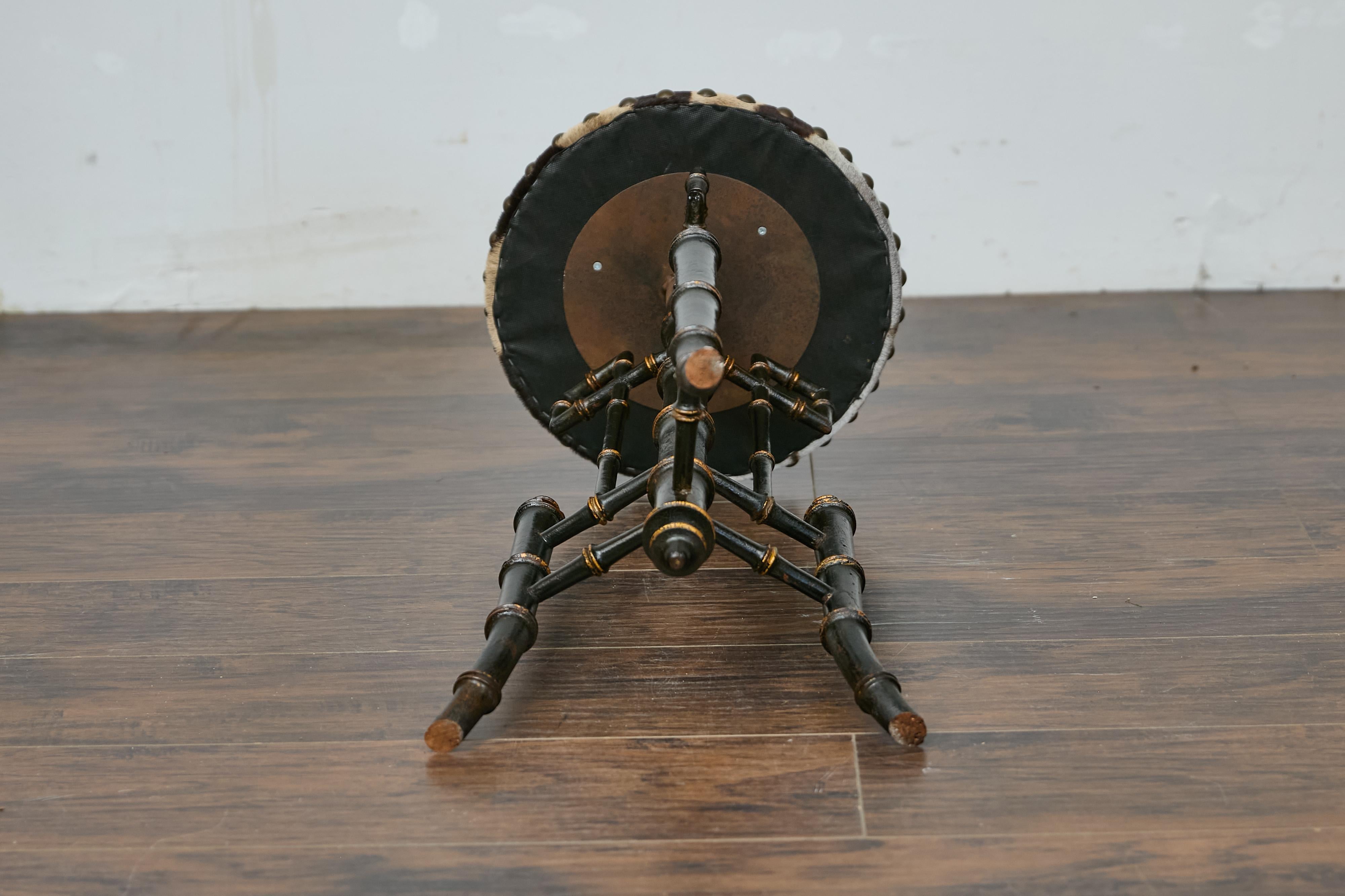 19th-Century Chinese Chippendale Table with Faux Bamboo Base and Zebra Top 3