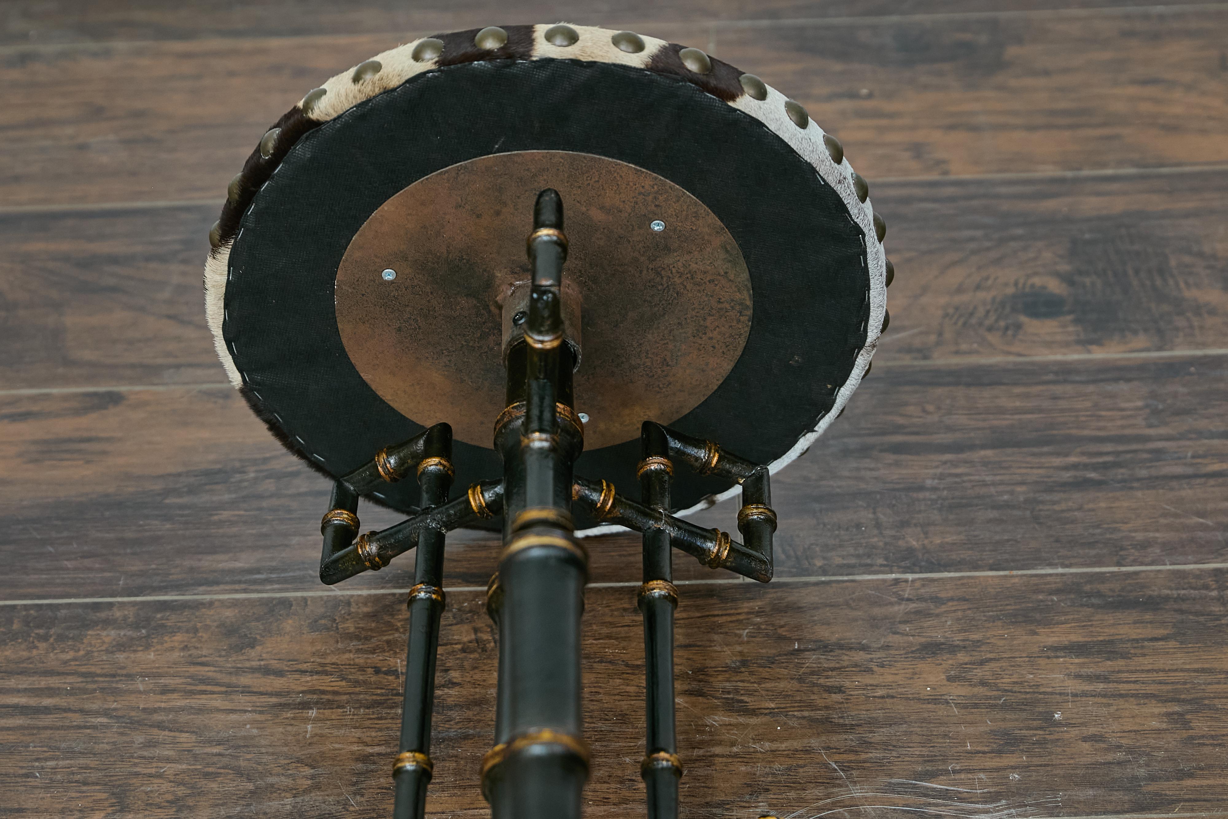19th-Century Chinese Chippendale Table with Faux Bamboo Base and Zebra Top 5