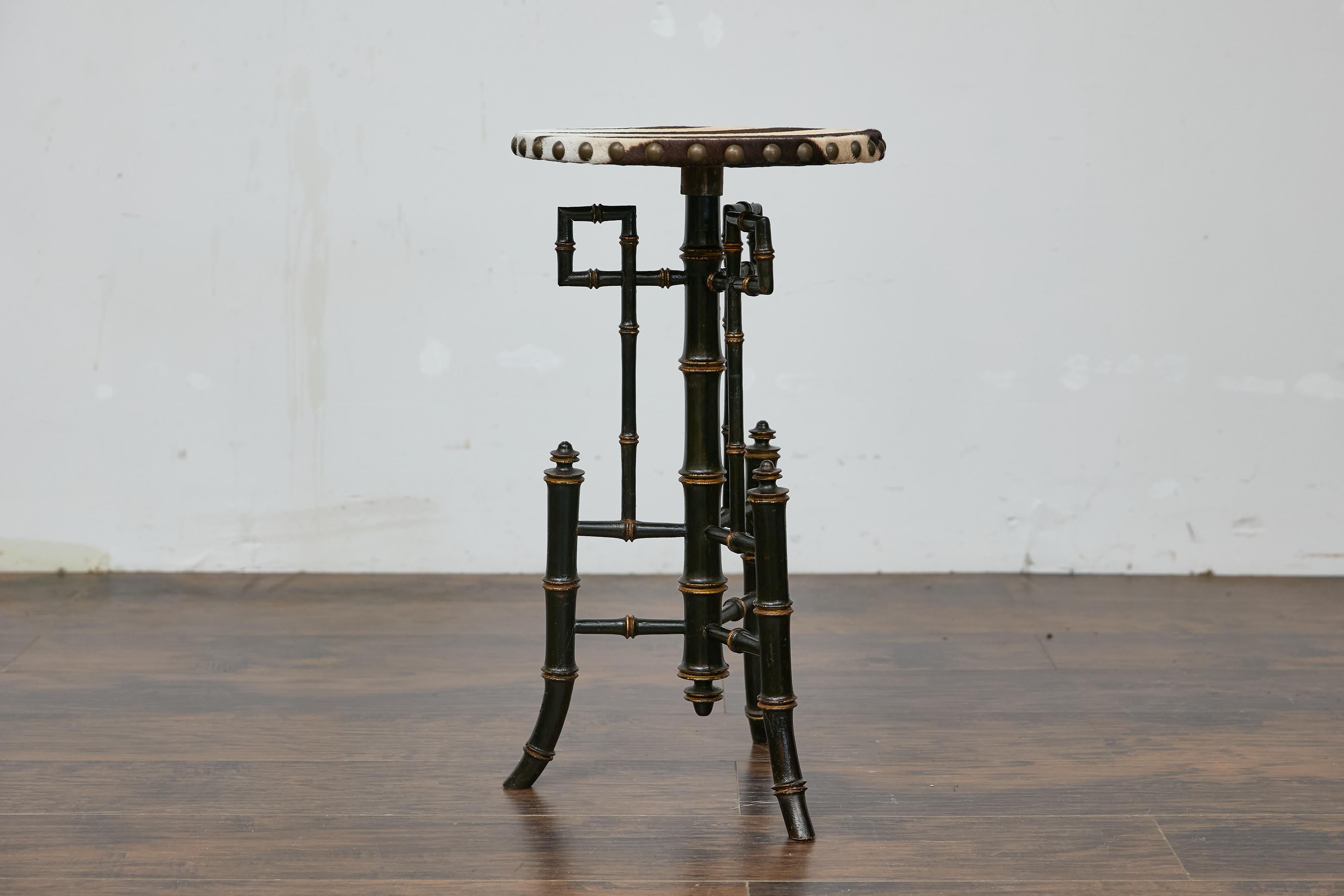 19th-Century Chinese Chippendale Table with Faux Bamboo Base and Zebra Top 8