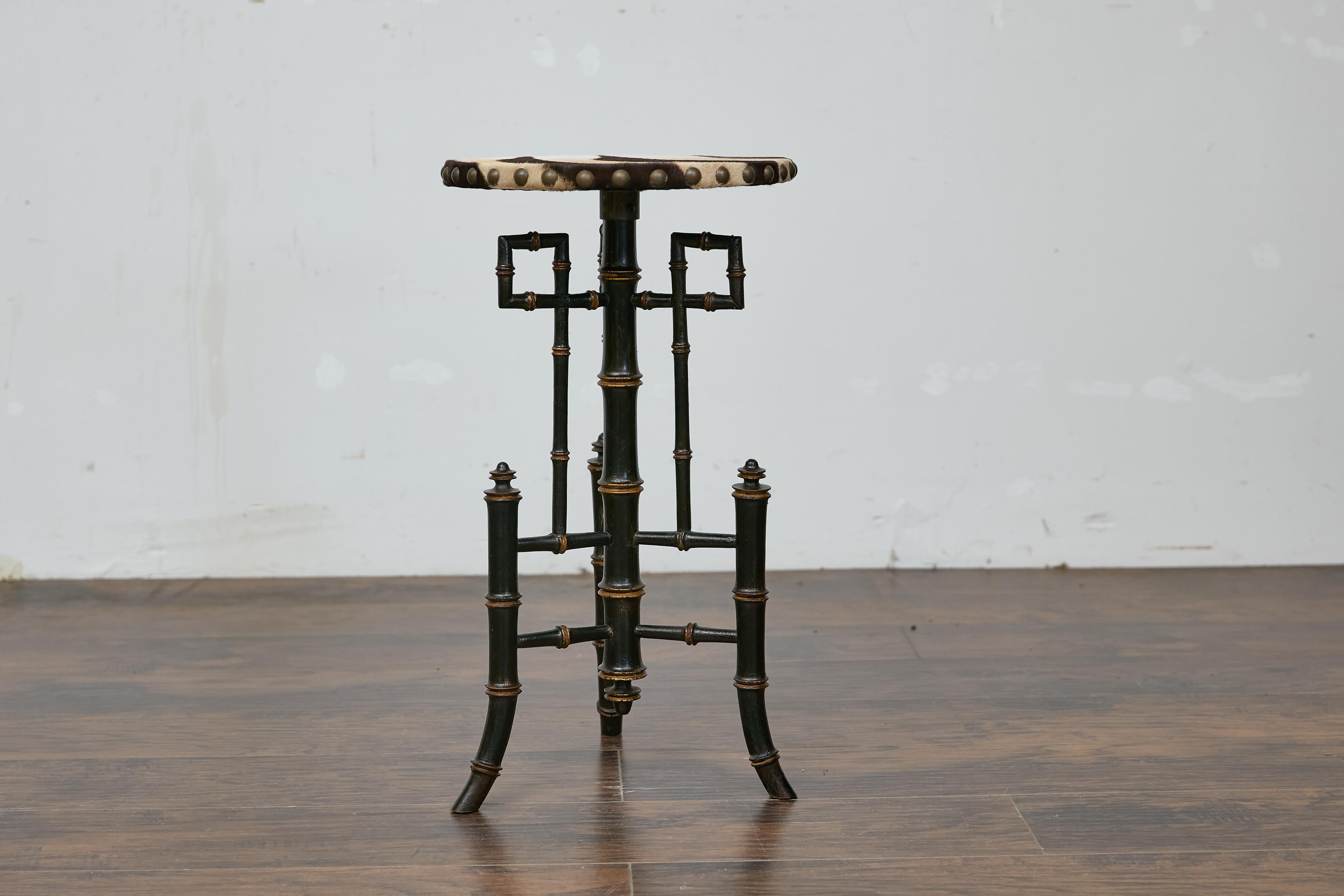 19th-Century Chinese Chippendale Table with Faux Bamboo Base and Zebra Top 11
