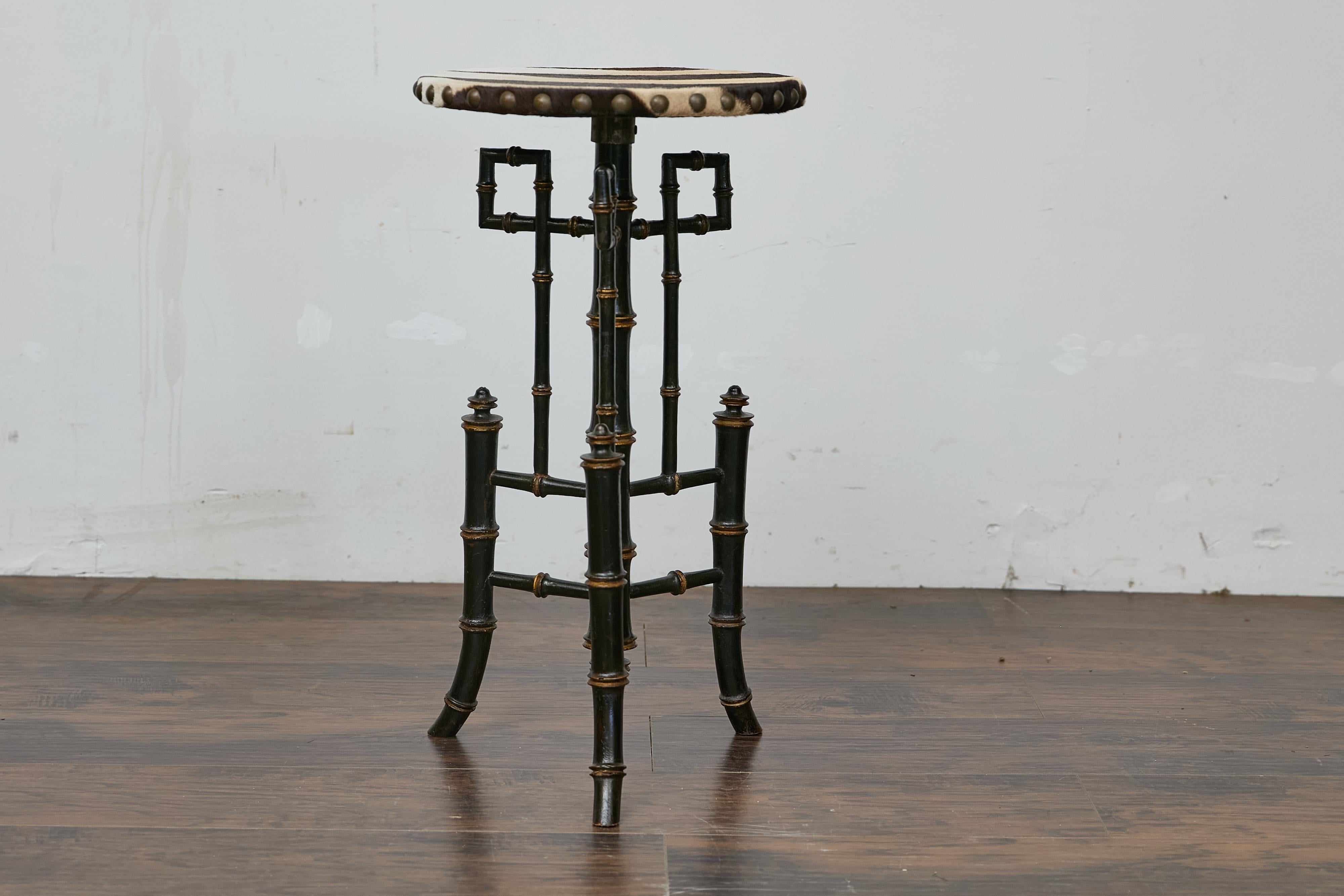 19th-Century Chinese Chippendale Table with Faux Bamboo Base and Zebra Top 12