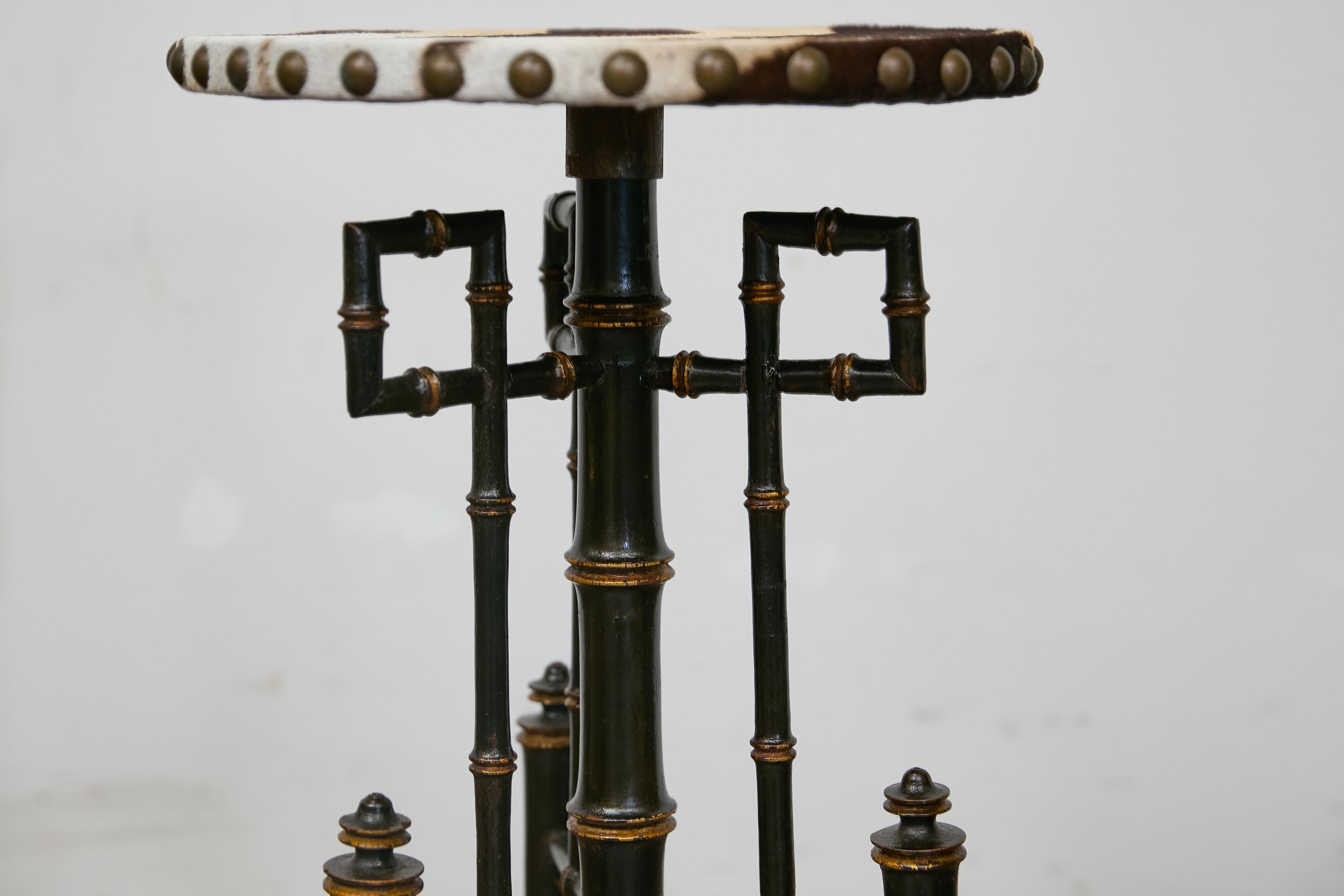19th-Century Chinese Chippendale Table with Faux Bamboo Base and Zebra Top In Good Condition In Atlanta, GA