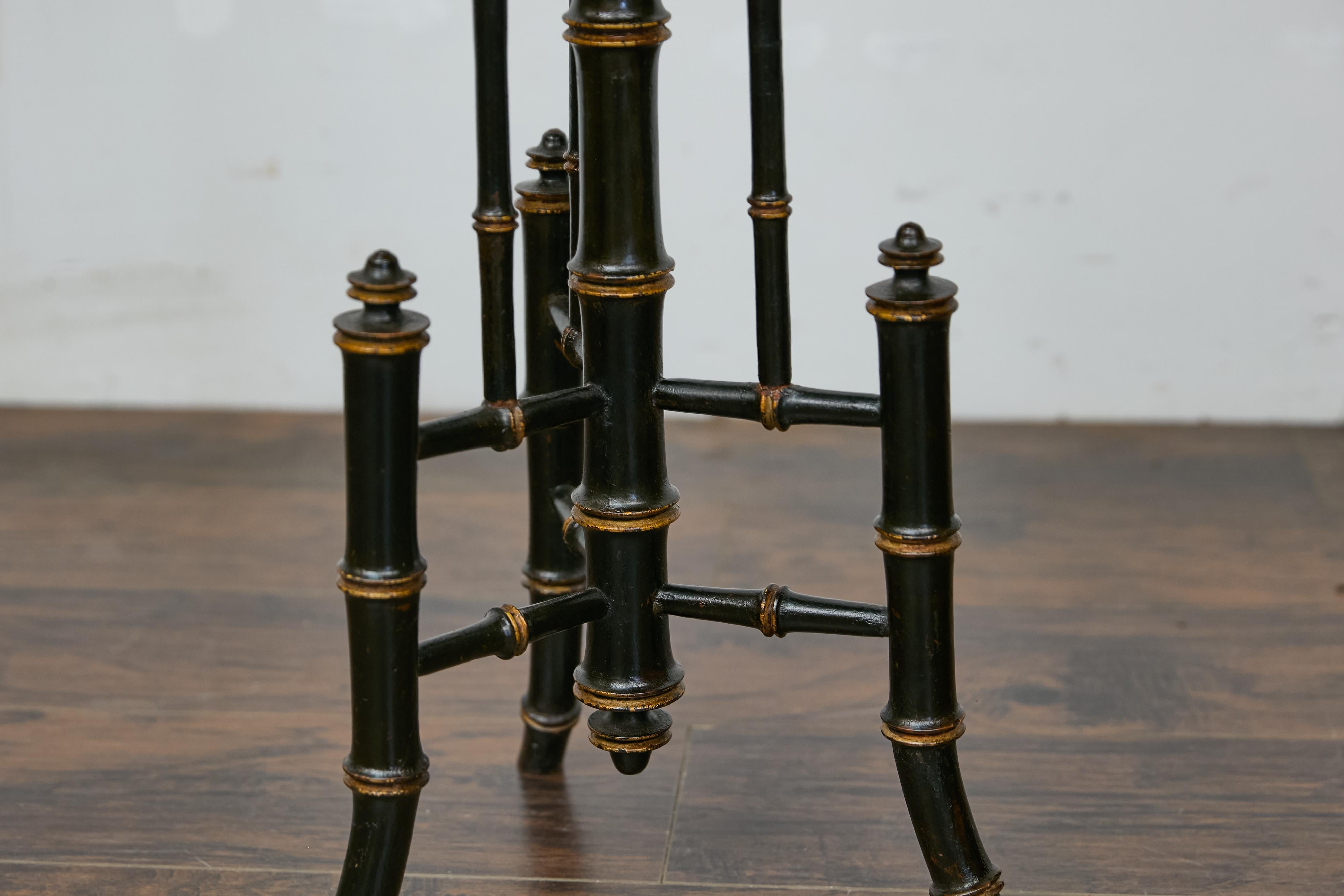 19th Century 19th-Century Chinese Chippendale Table with Faux Bamboo Base and Zebra Top