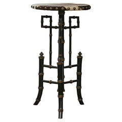 19th-Century Chinese Chippendale Table with Faux Bamboo Base and Zebra Top