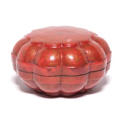 19th Century Chinese Chrysanthemum Red Lacquer Wedding Box