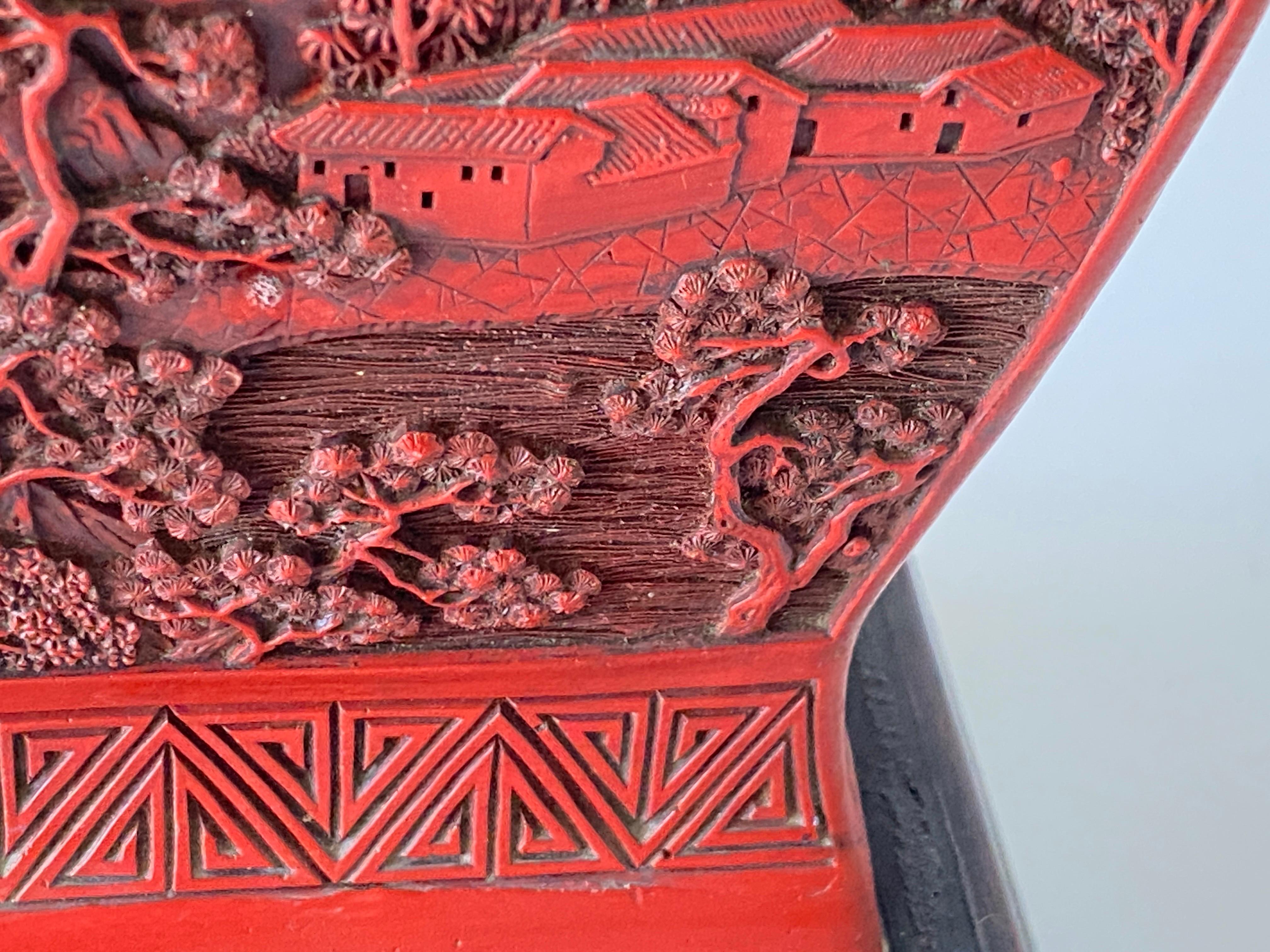 19th Century Chinese Cinnabar Vase as Table Lamp For Sale 3