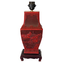 19th Century Chinese Cinnabar Vase as Table Lamp
