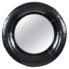 Lavabo Circular Chino del Siglo XIX Lacado en Negro con Espejo