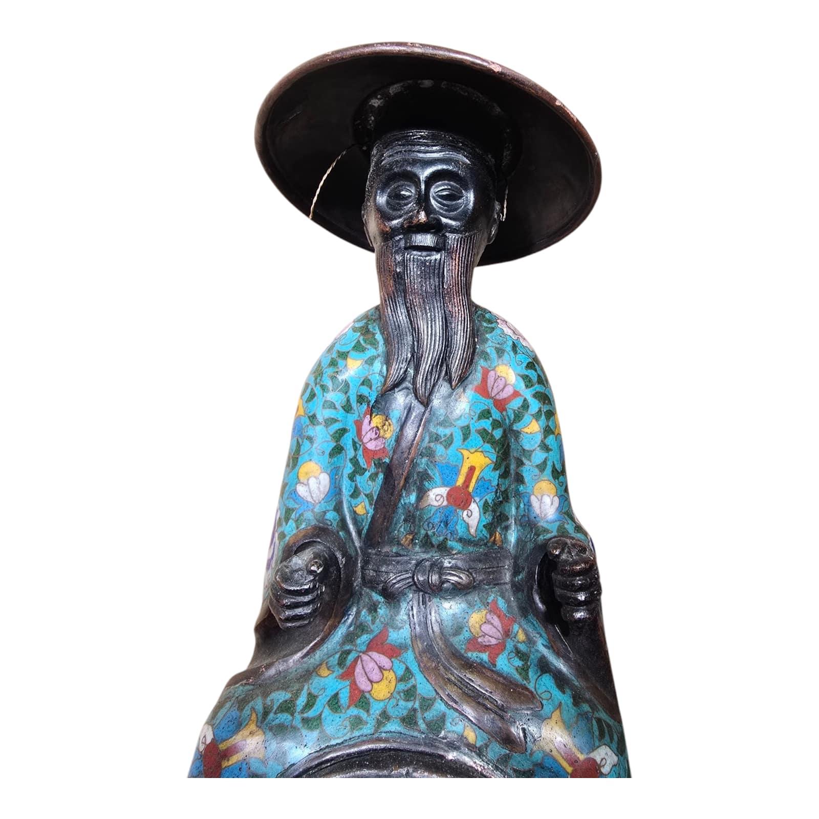 XIXe siècle Sculpture chinoise en cloisonné et bronze du 19e siècle représentant un paysan sur un âne en vente