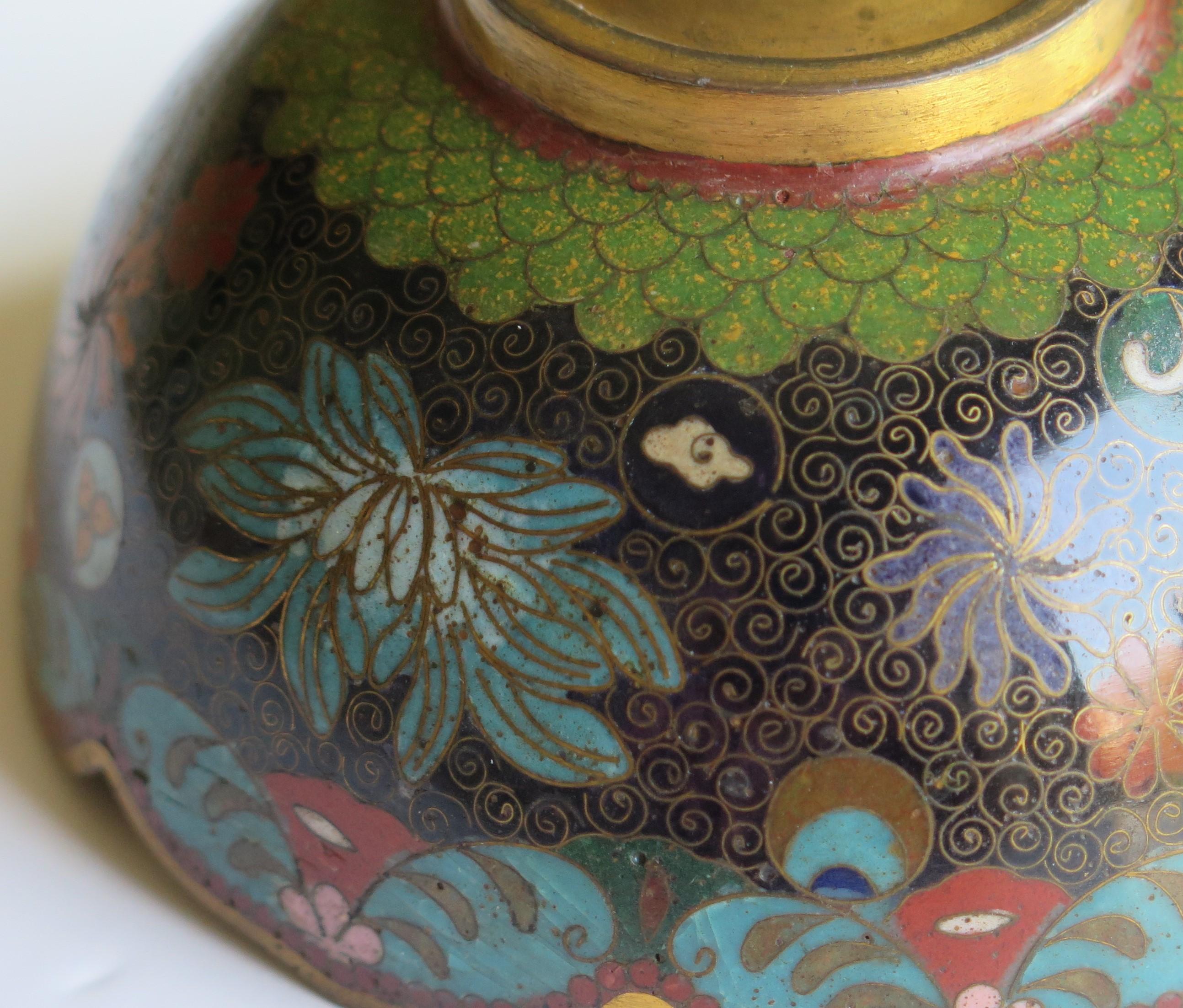 19th Century Chinese Cloisonné Bronze Bowl Phoenix & Symbols Fine Detail 10