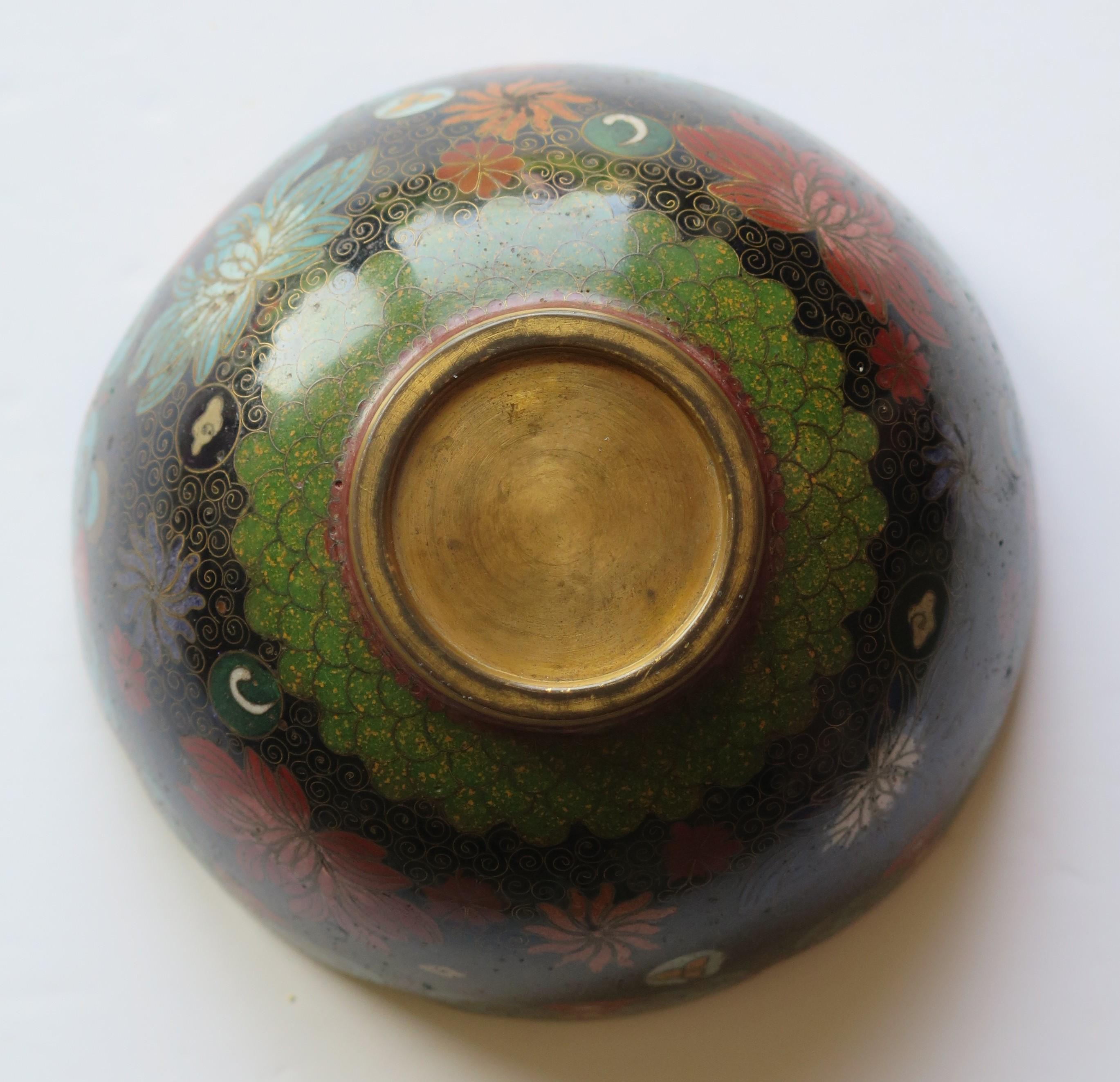 19th Century Chinese Cloisonné Bronze Bowl Phoenix & Symbols Fine Detail 13