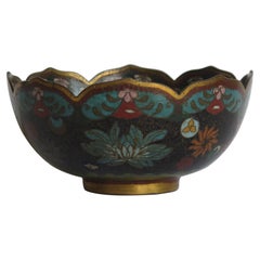 19th Century Chinese Cloisonné Bronze Bowl Phoenix & Symbols Fine Detail