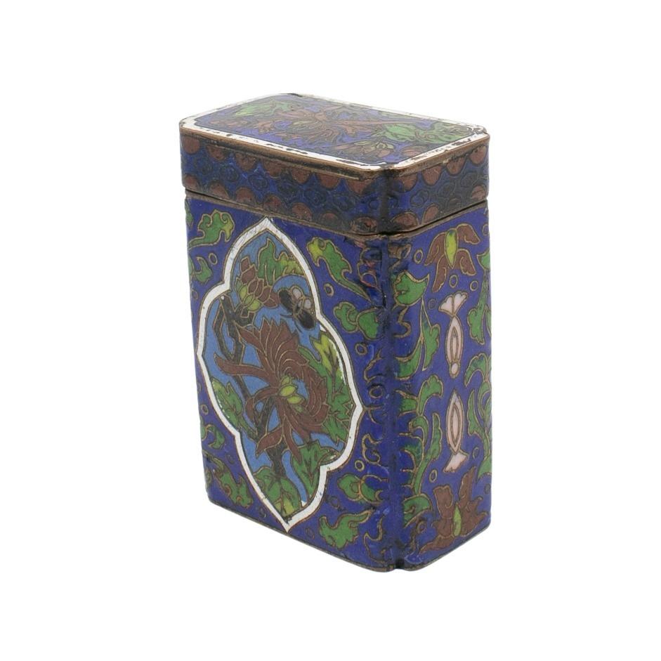 19th century Chinese cloisonné enamel brass trinket box.