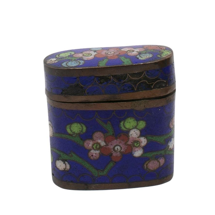 19th century Chinese cloisonné enamel brass trinket box.