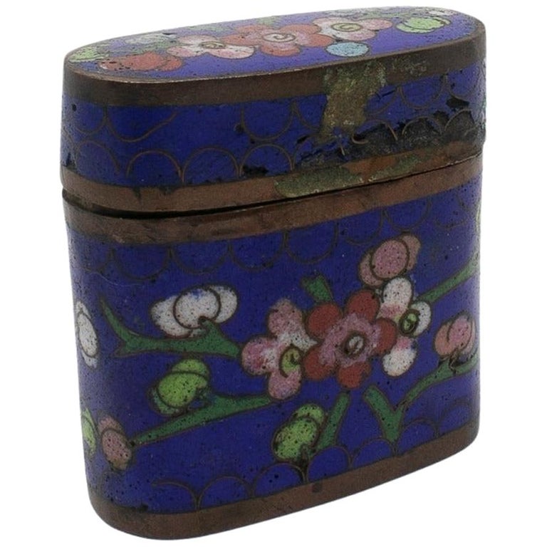 19th Century Chinese Cloisonné Enamel Brass Trinket Box For Sale at