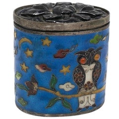 19th Century Chinese Cloisonné Enamel Silver Trinket Box