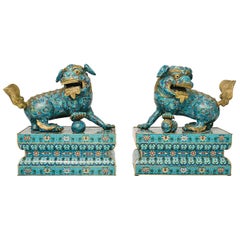 Used 19th Century Chinese Cloisonné Fu Dogs