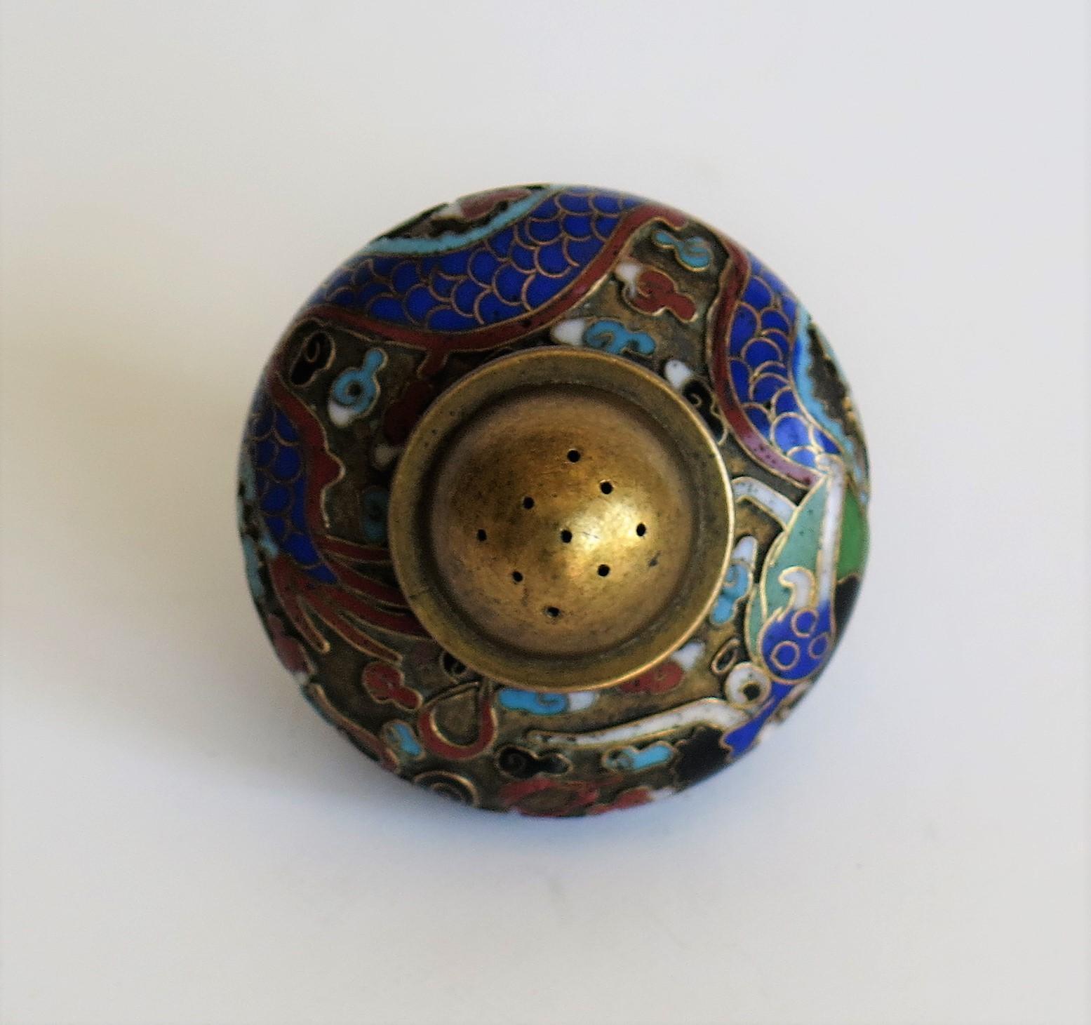 19th Century Chinese Cloisonné Pepper Pot with Dragon Decoration, Qing Dynasty 3