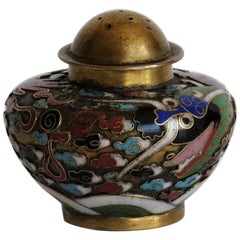Antique 19th Century Chinese Cloisonné Pepper Pot with Dragon Decoration, Qing Dynasty