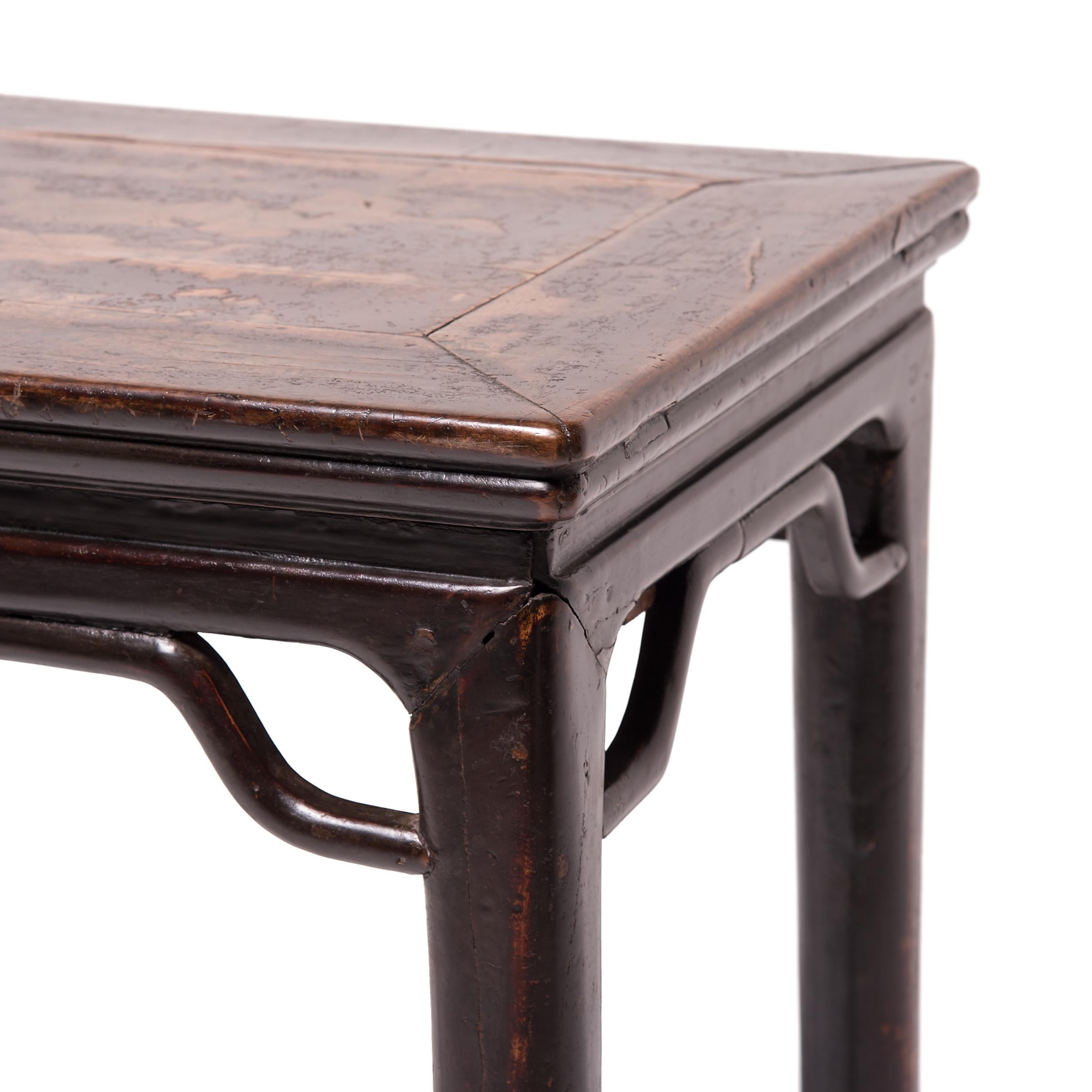 Chinese Lacquered Console Table with Hoof Feet, c. 1850 In Good Condition In Chicago, IL