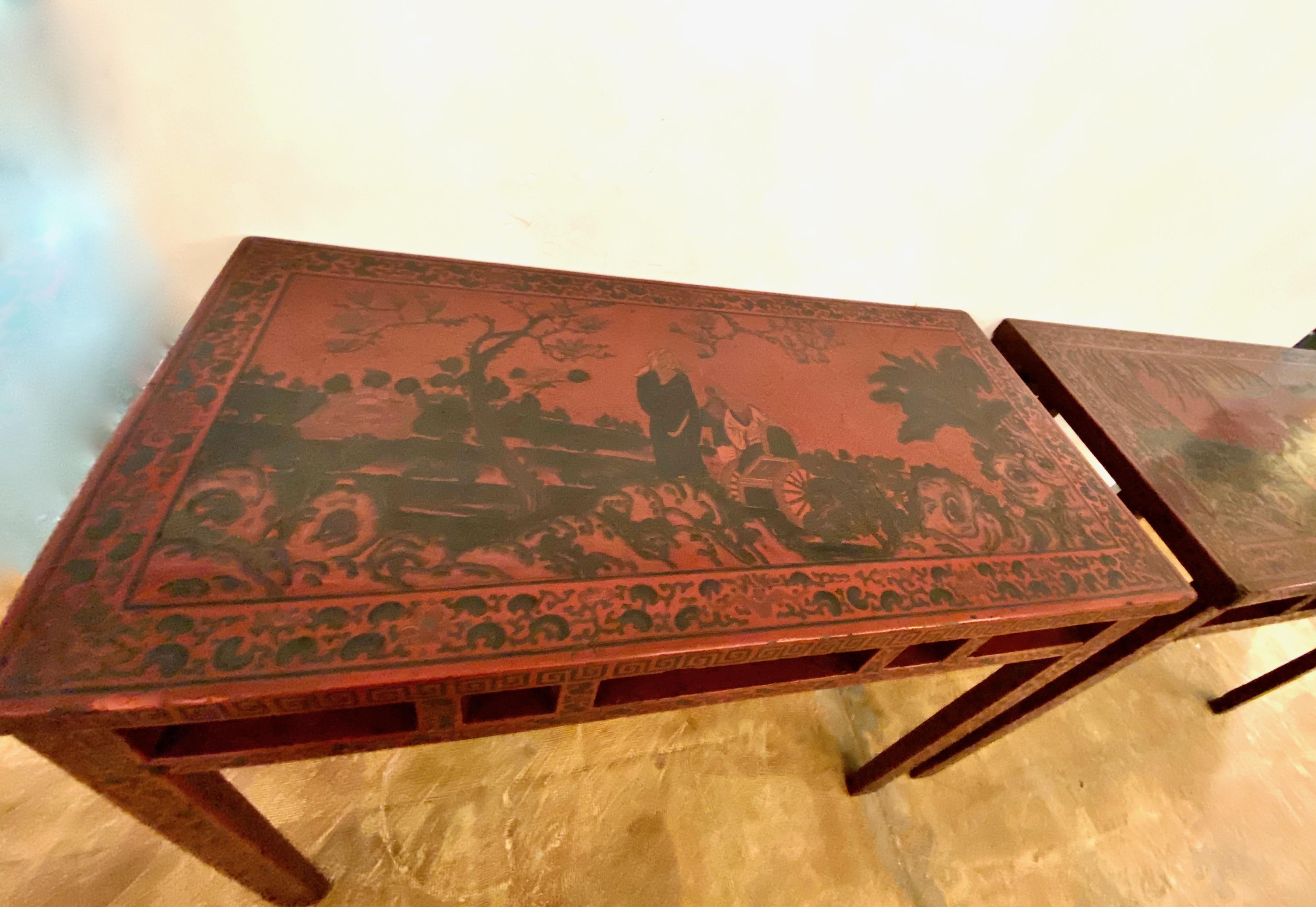 Wood Chinese Altar Tables, 19th C. Lacquer For Sale