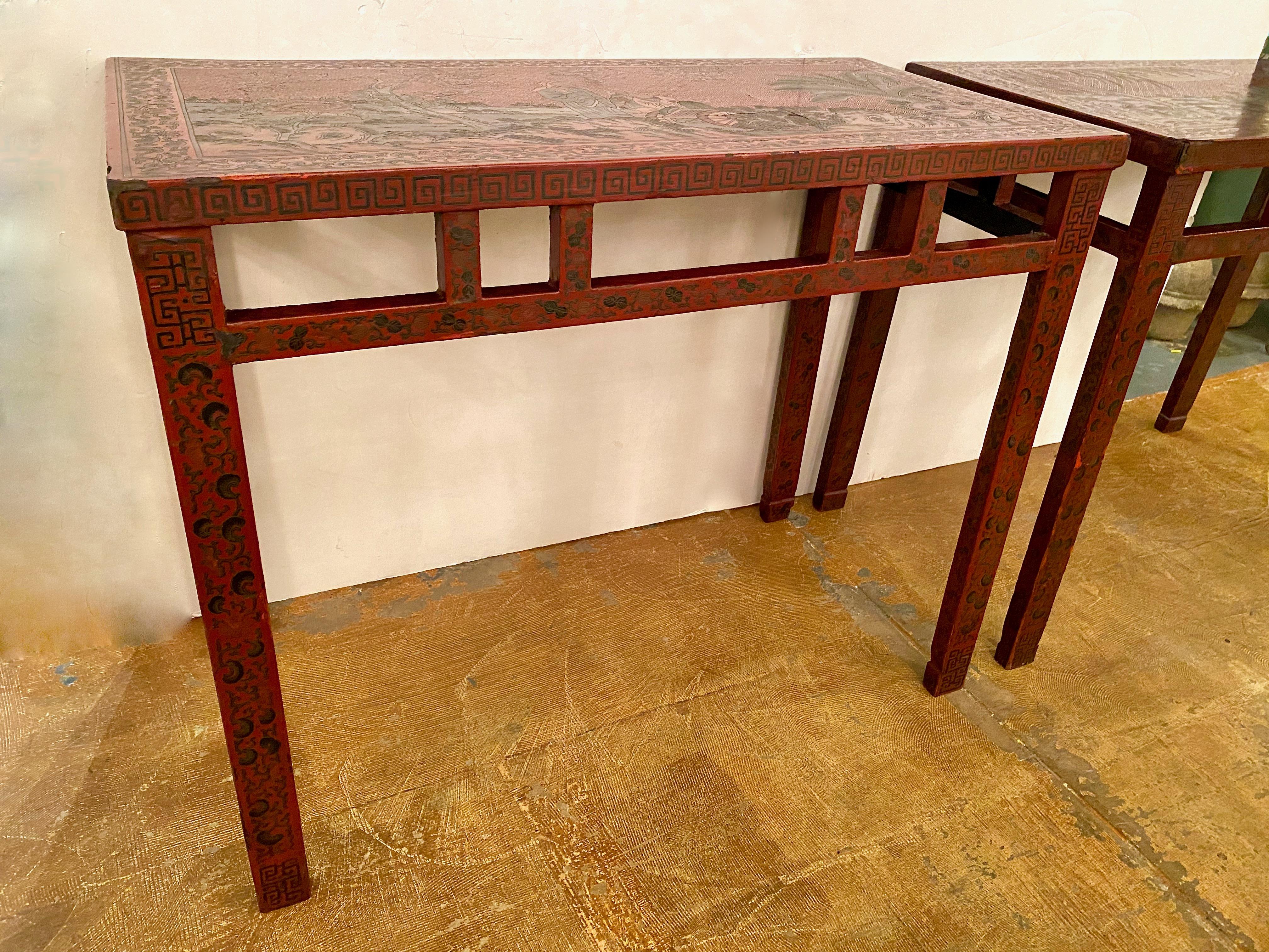 Chinese Altar Tables, 19th C. Lacquer For Sale 4