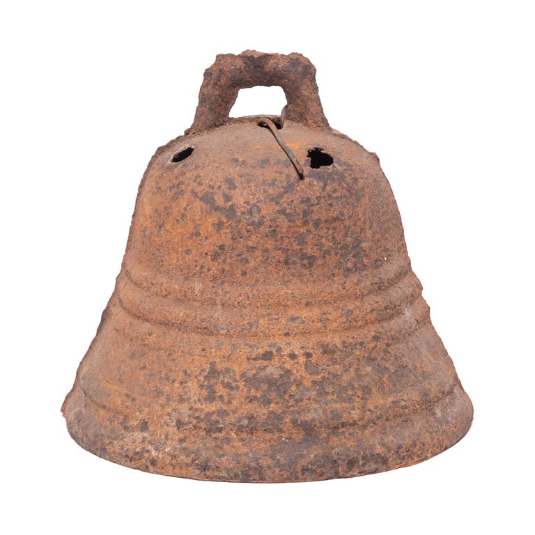 19th Century Chinese Courtyard Bell with Clapper For Sale at 1stDibs