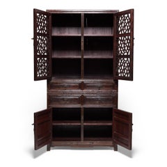 19th Century Chinese Cracked Ice Lattice Cabinet