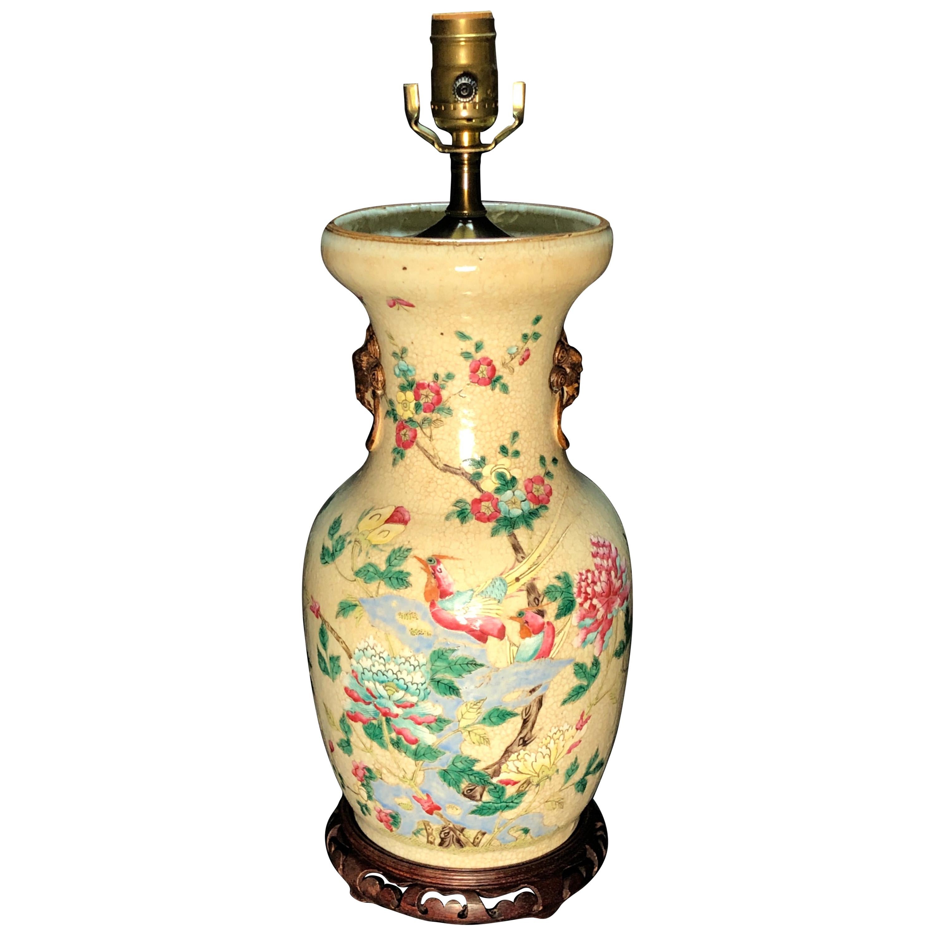 19th Century Chinese Crackleware Vase as Lamp